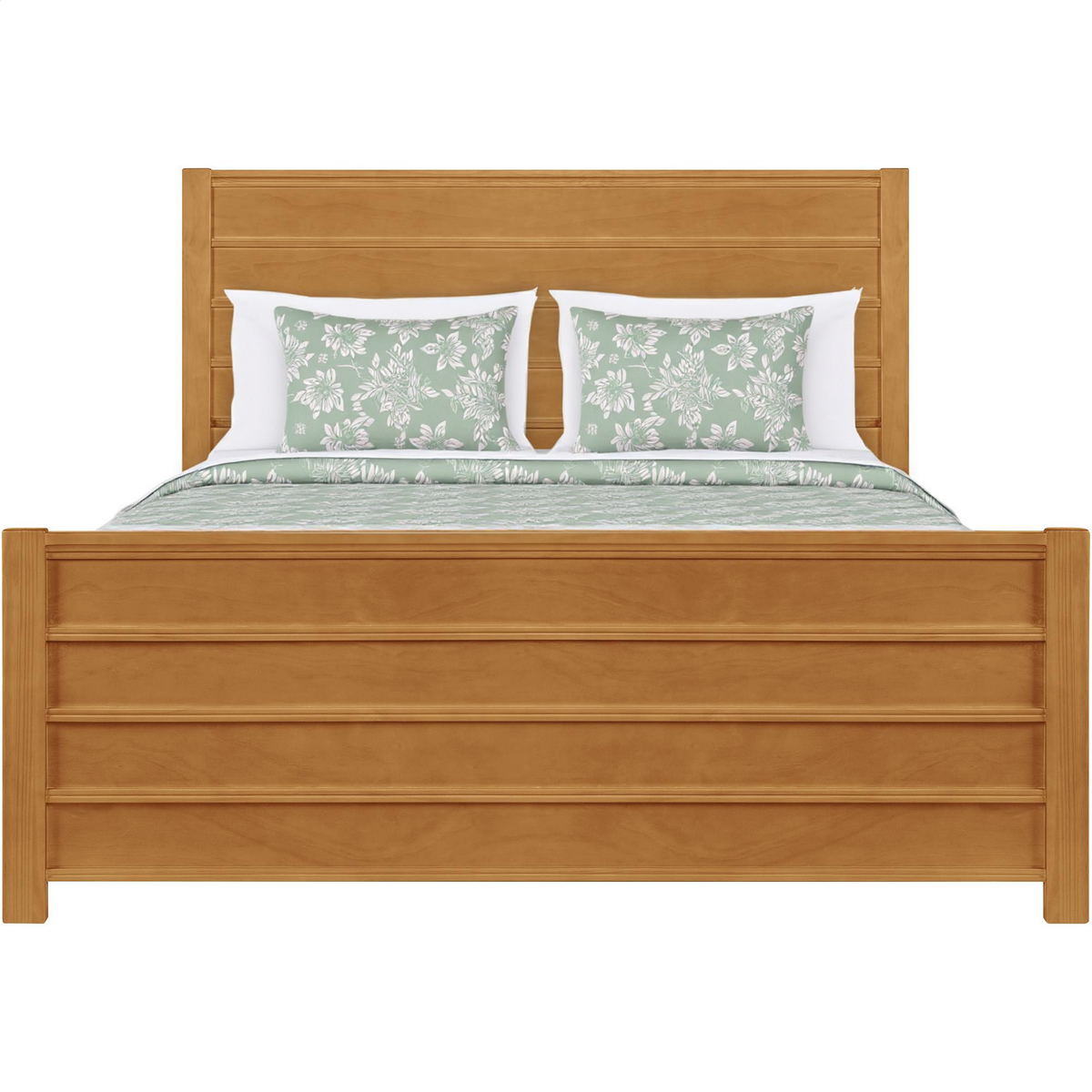 Brown Ribbed Texture Solid Wood Queen Bed Frame