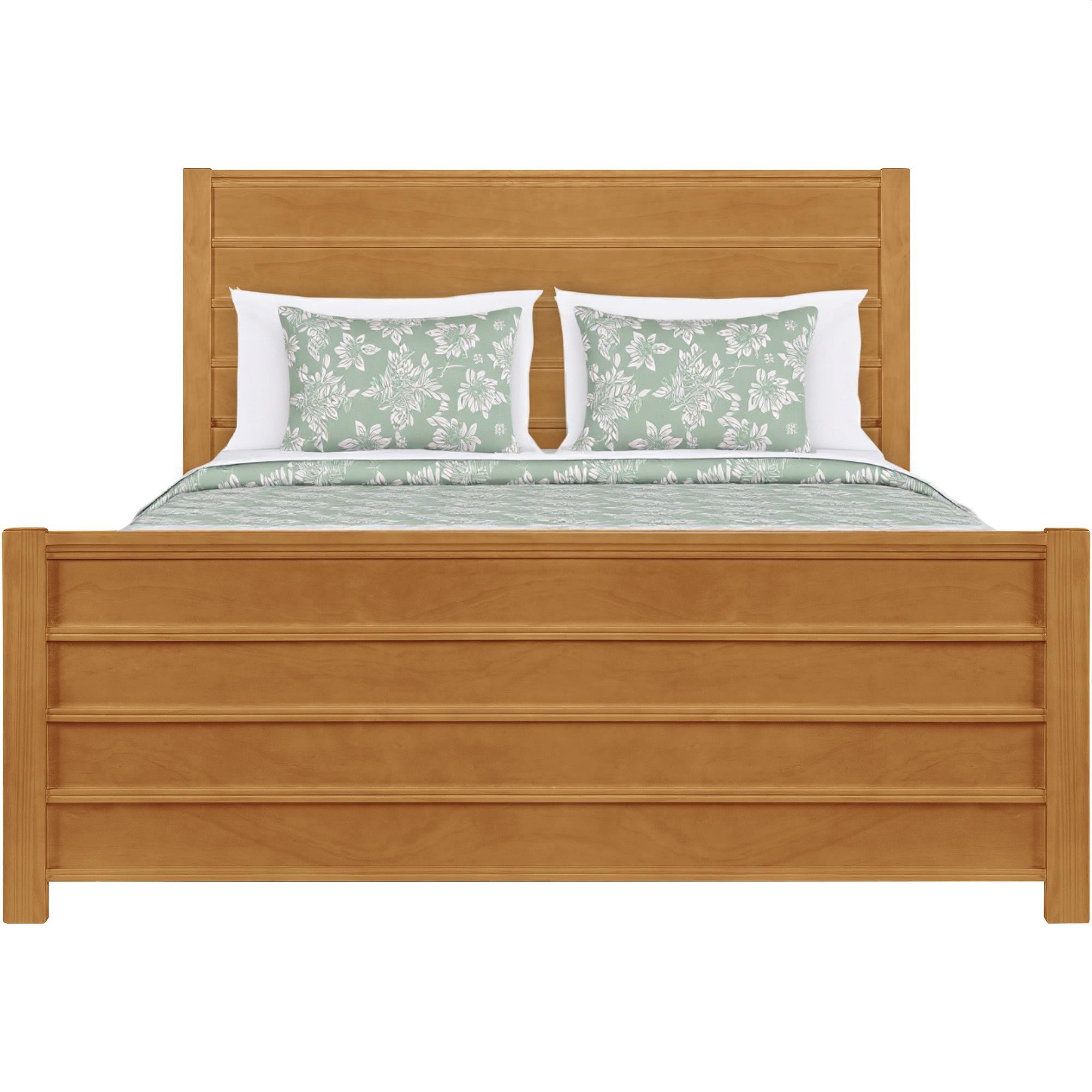 Brown Ribbed Texture Solid Wood King Bed Frame