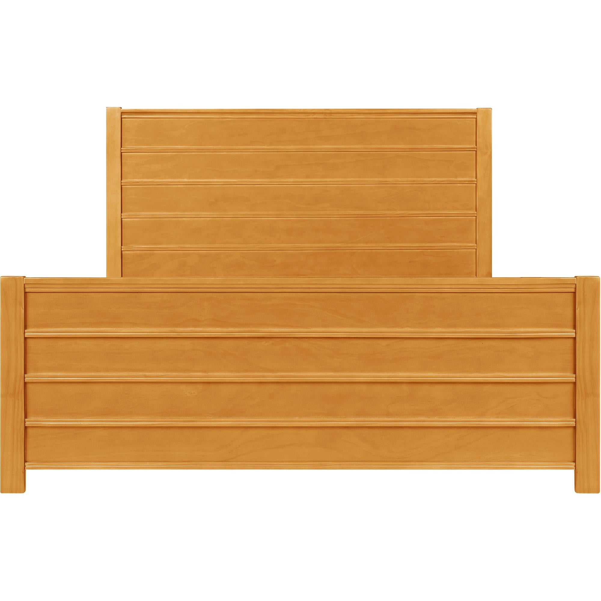 Brown Ribbed Texture Solid Wood King Bed Frame