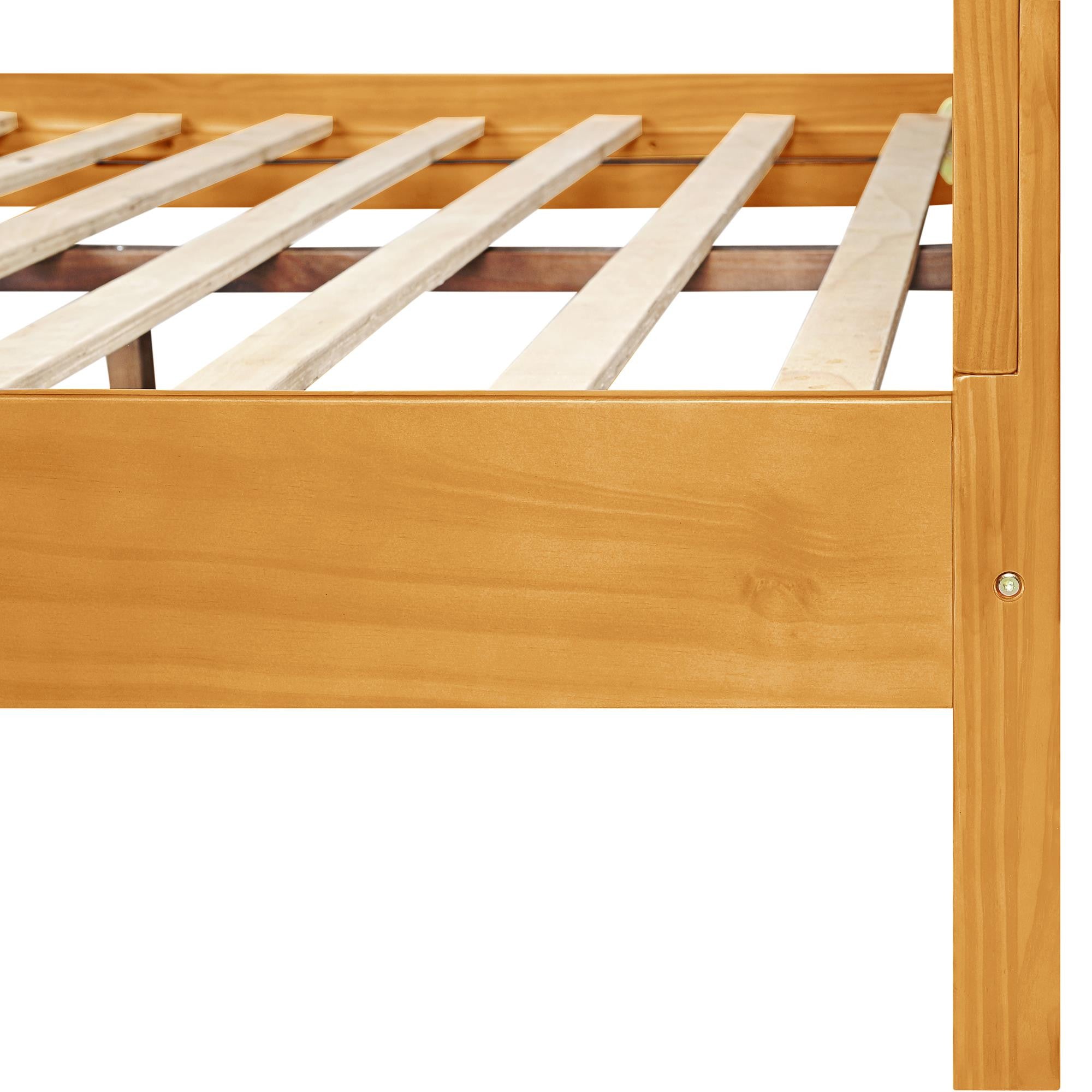 Brown Ribbed Texture Solid Wood King Bed Frame