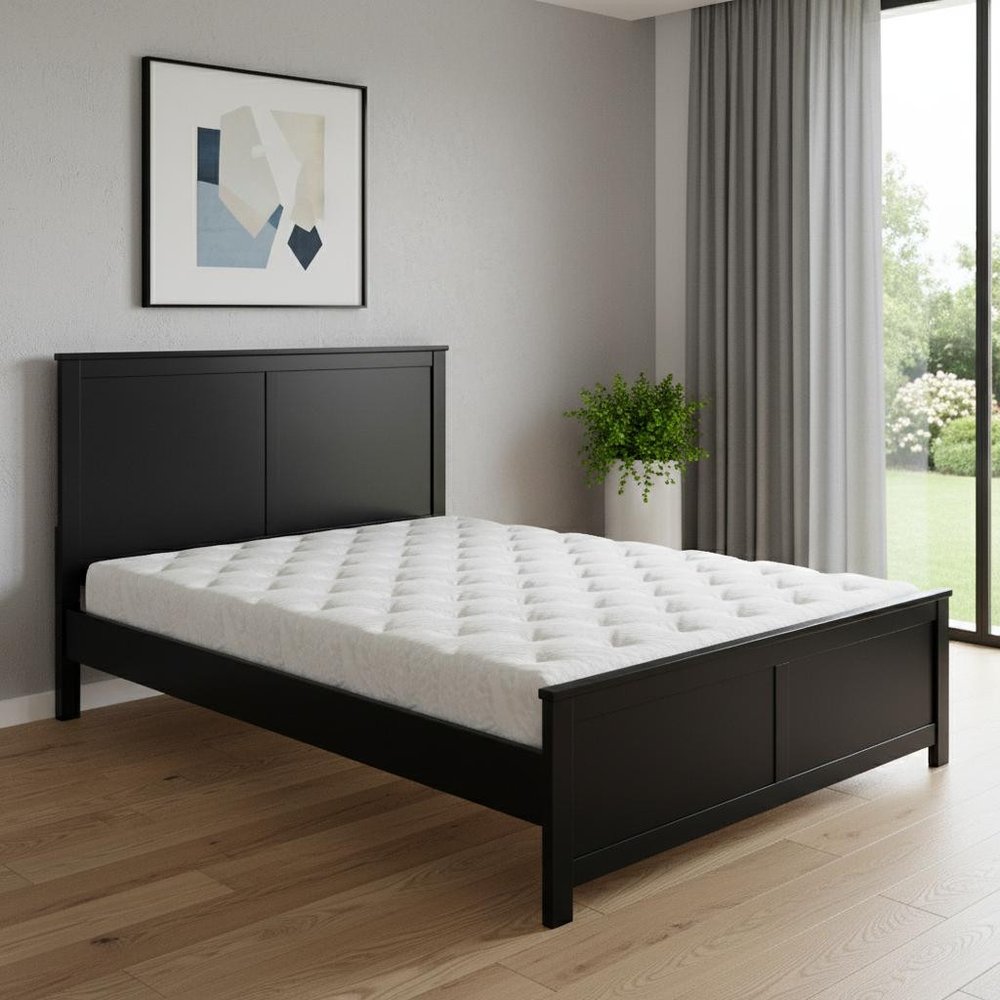 Black Solid Wood Queen Bed Frame