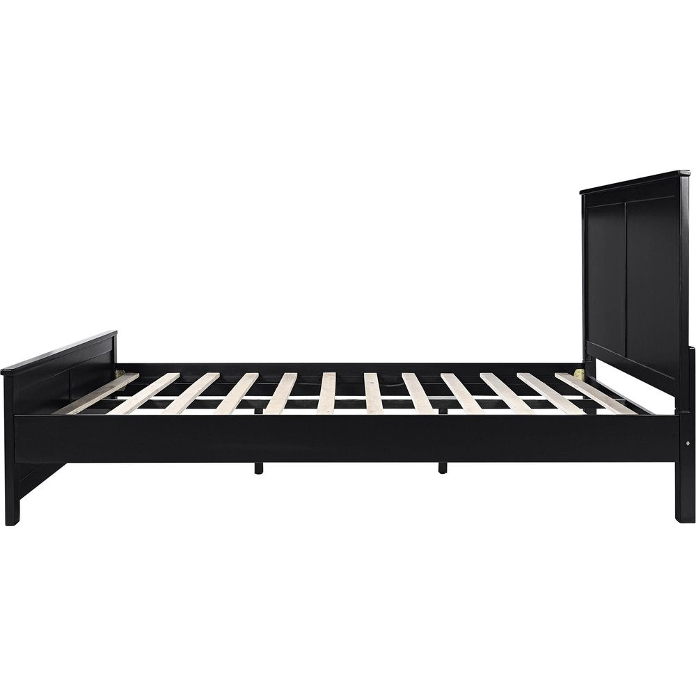 Black Solid Wood Queen Bed Frame