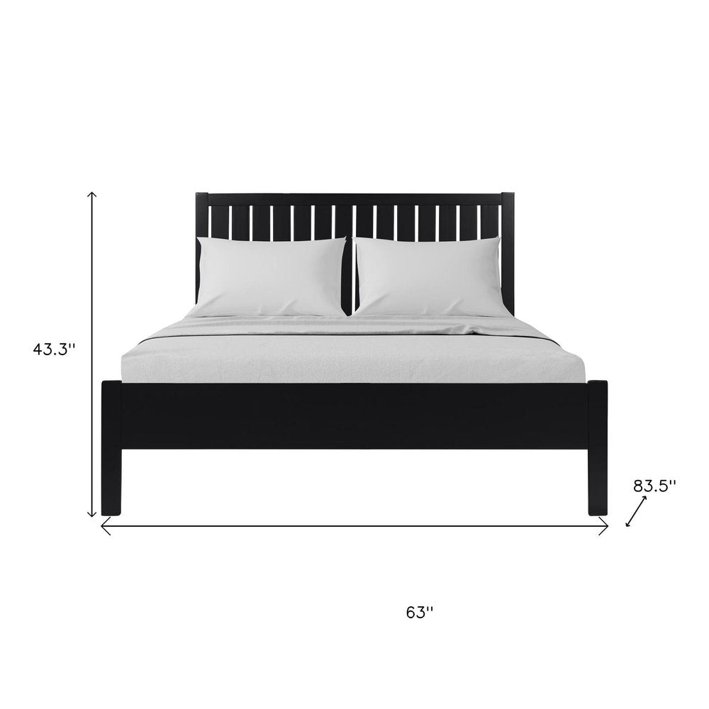 Three Piece Black Solid Wood Bedroom Set