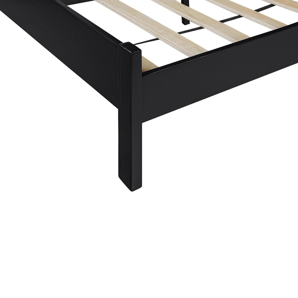 Three Piece Black Solid Wood Bedroom Set