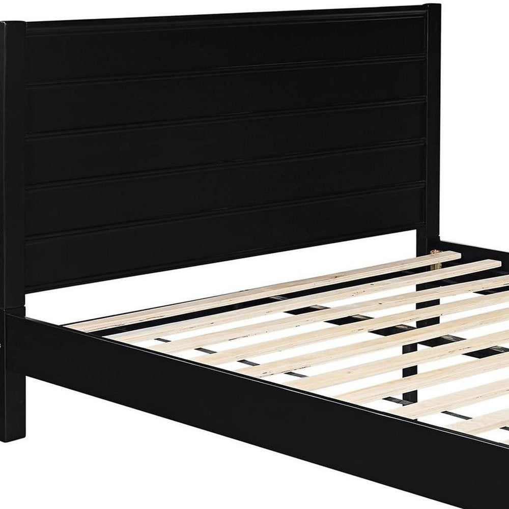 Three Piece Black Solid Wood Bedroom Set