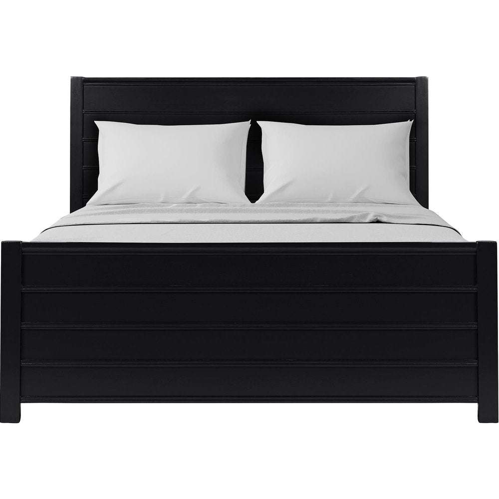 Three Piece Black Solid Wood Bedroom Set