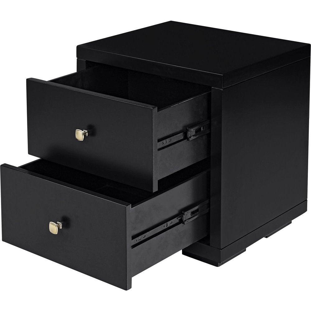 Black Solid Wood Queen Bed Frame With Drawers