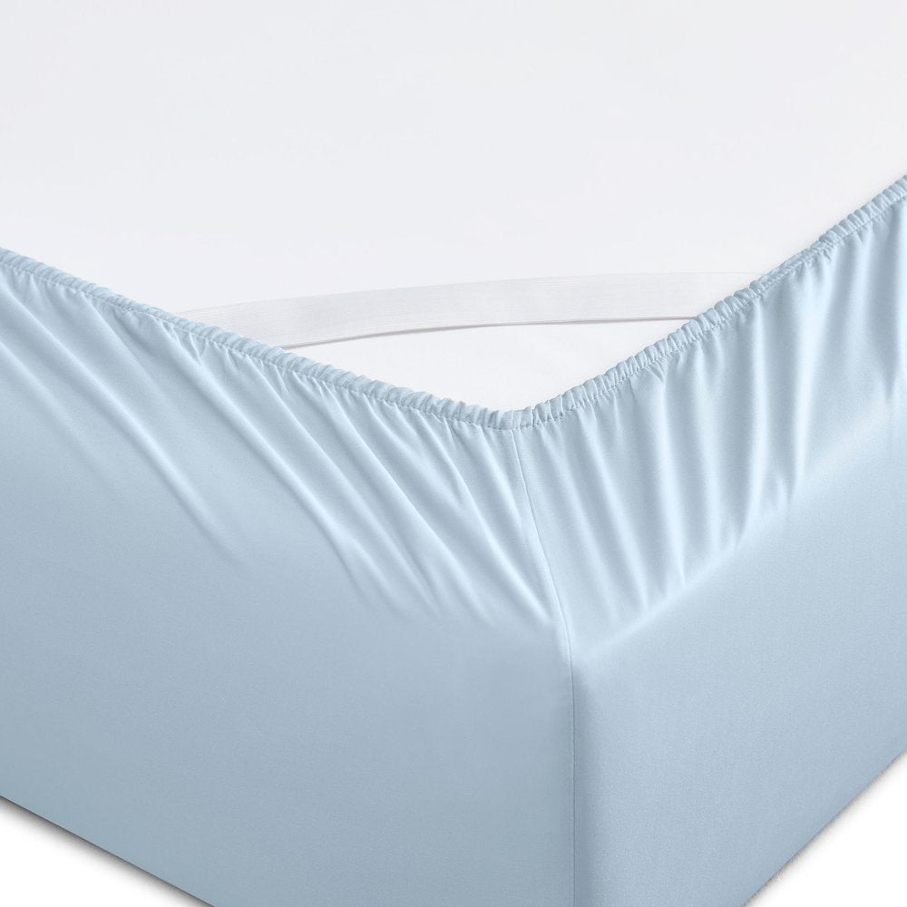 Six Piece Powder Blue Tencel Lyocell Queen Sheet Set