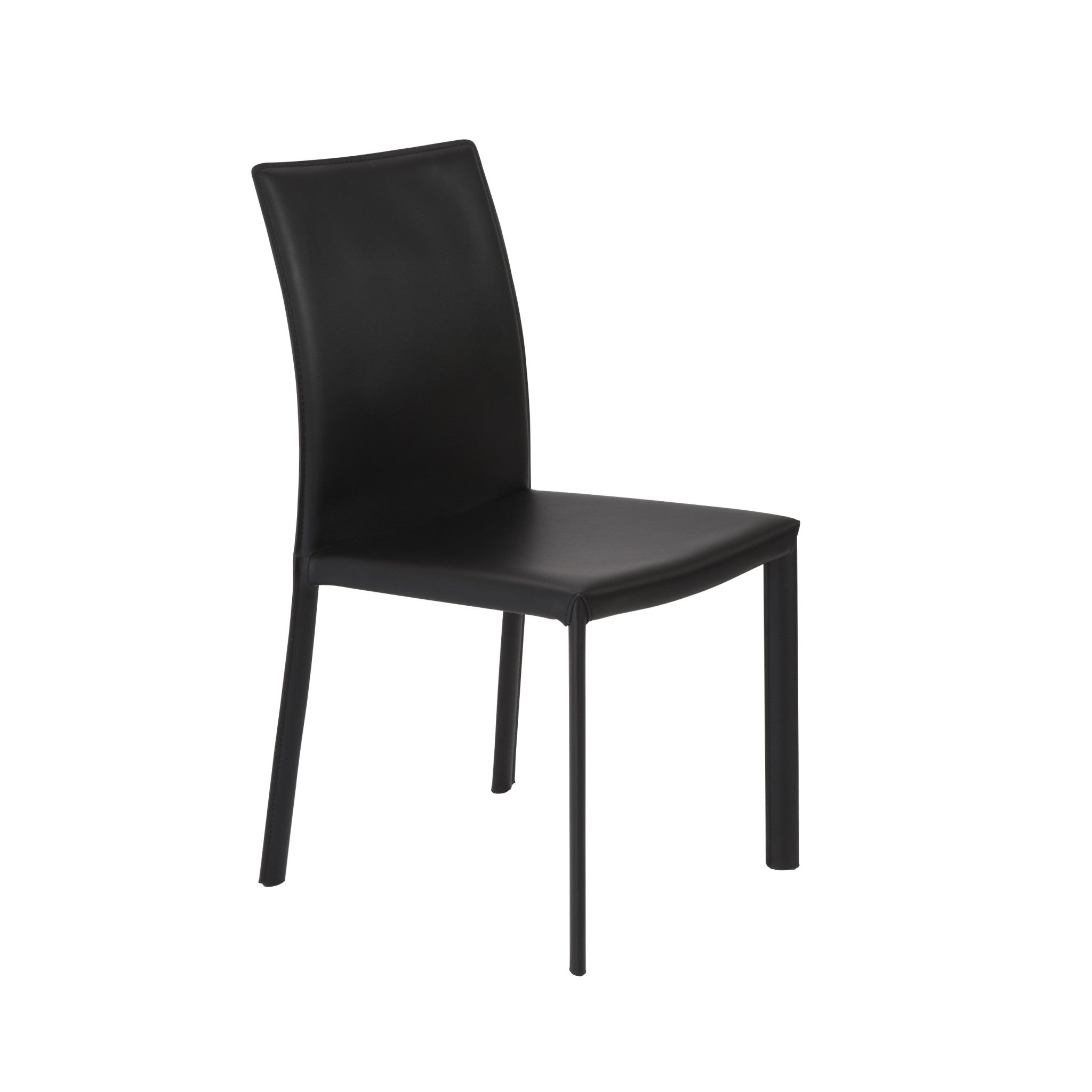 Set of Two Black Upholstered Leather Dining Side Chairs