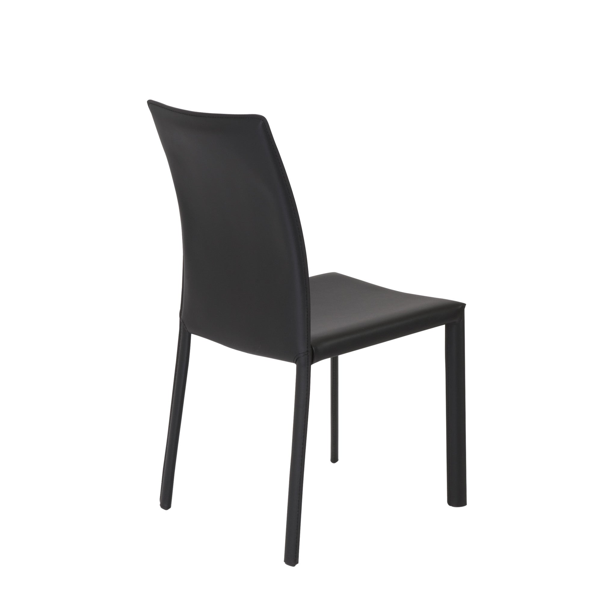 Set of Two Black Upholstered Leather Dining Side Chairs