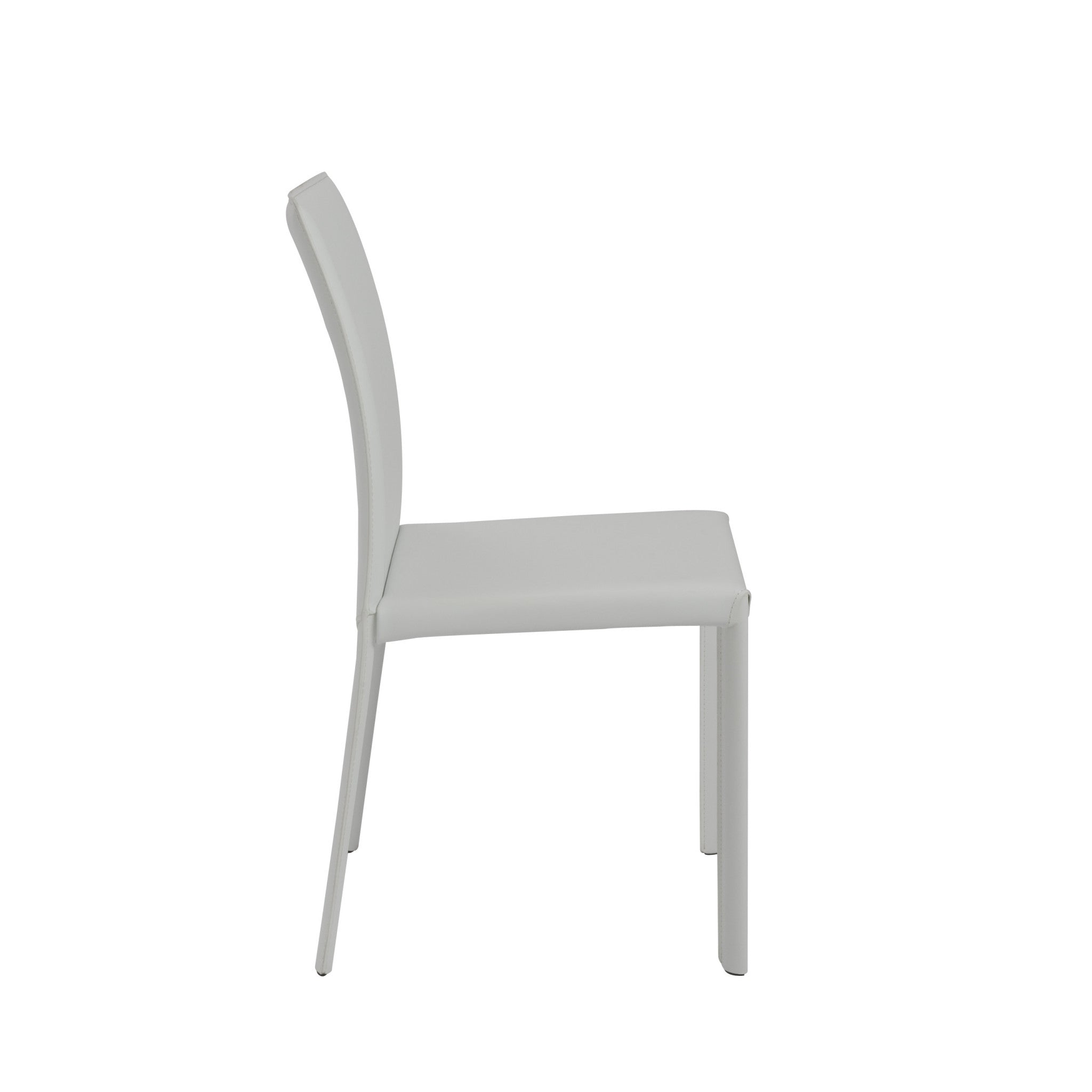 Set of Two White Upholstered Leather Dining Side Chairs