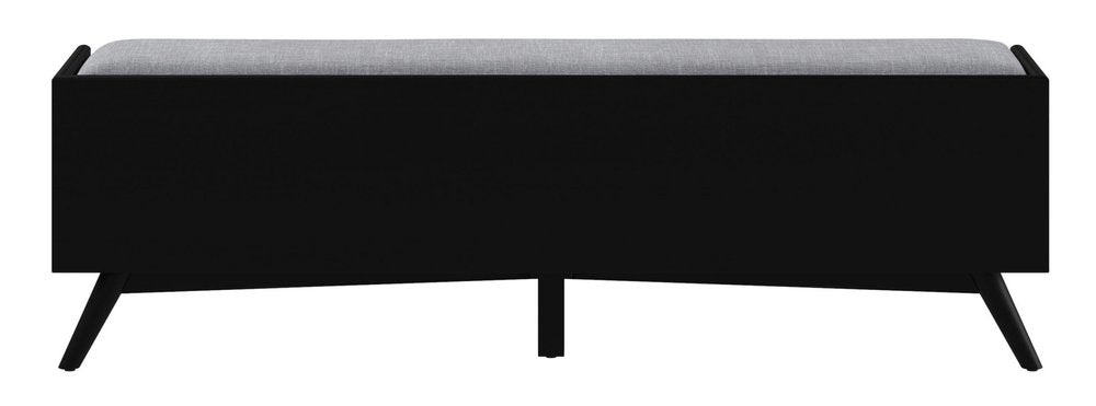 59" Gray and Black Fabric Upholstered Storage Bench with Drawers