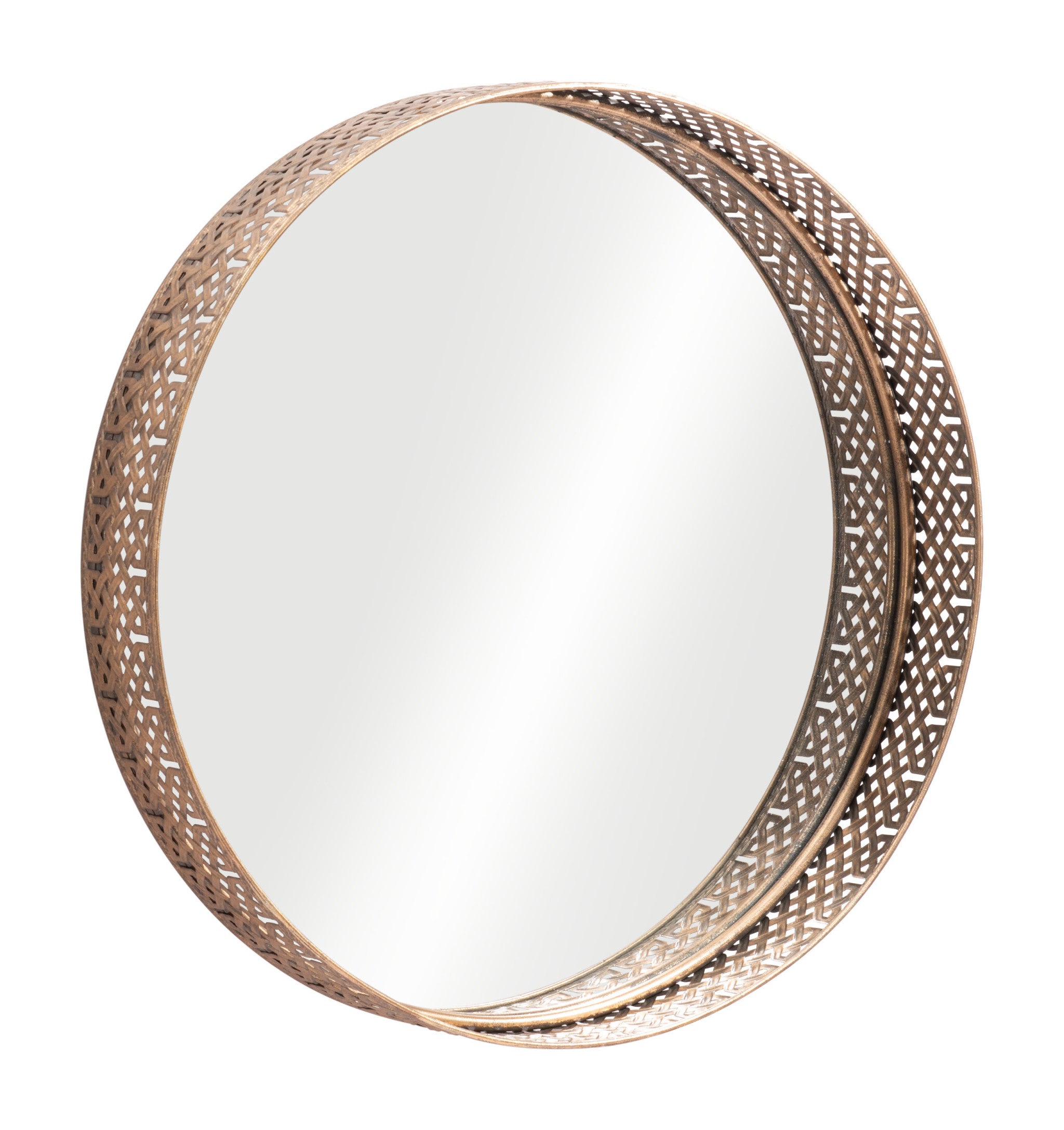 Gold Round Steel Framed Accent Mirror
