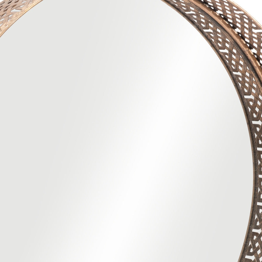 Gold Round Steel Framed Accent Mirror