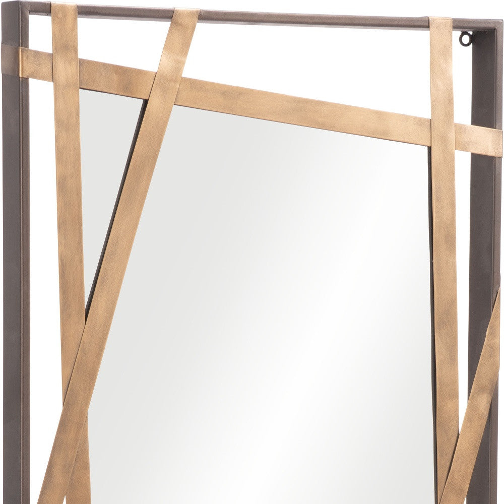 32" Gold And Black Steel Framed Accent Mirror