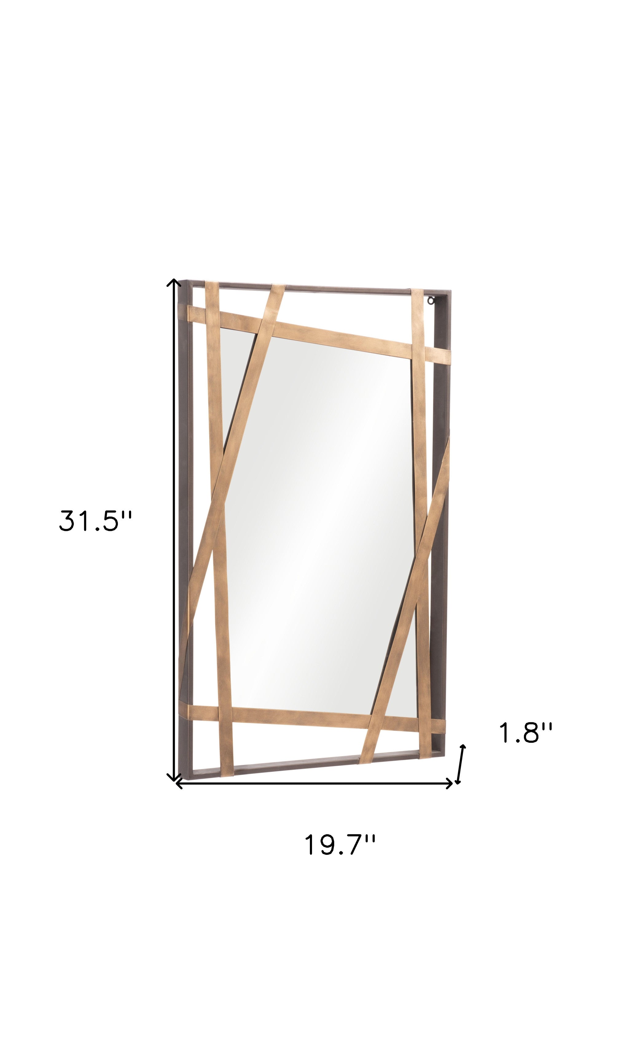 32" Gold And Black Steel Framed Accent Mirror