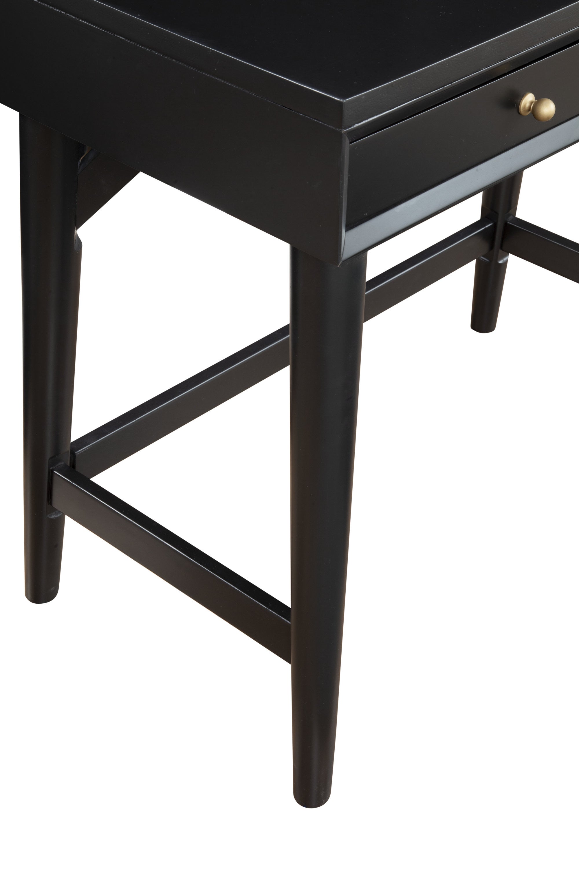 36" Black Solid Wood Writing Desk With Two Drawers