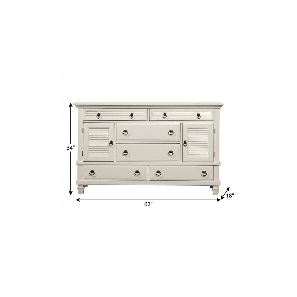38" White Solid Wood Five Drawer Chest
