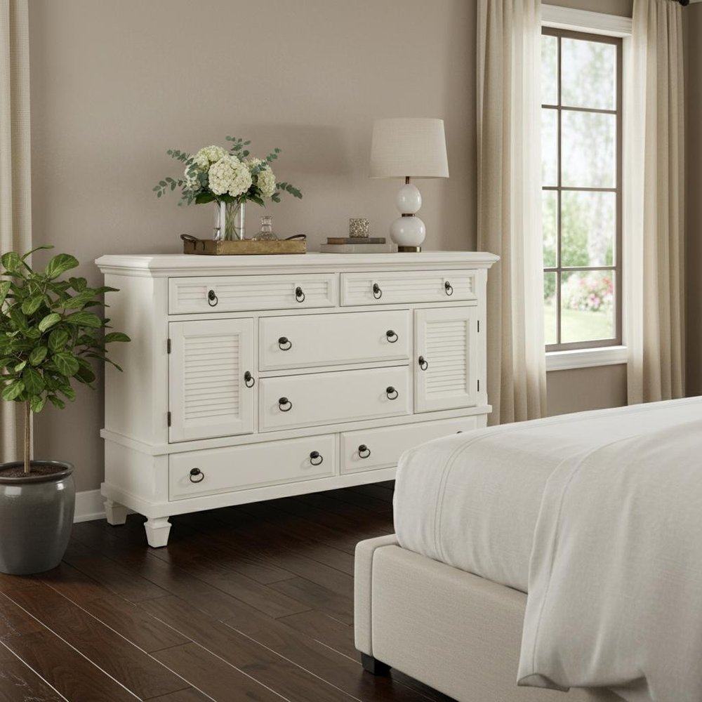 38" White Solid Wood Five Drawer Chest