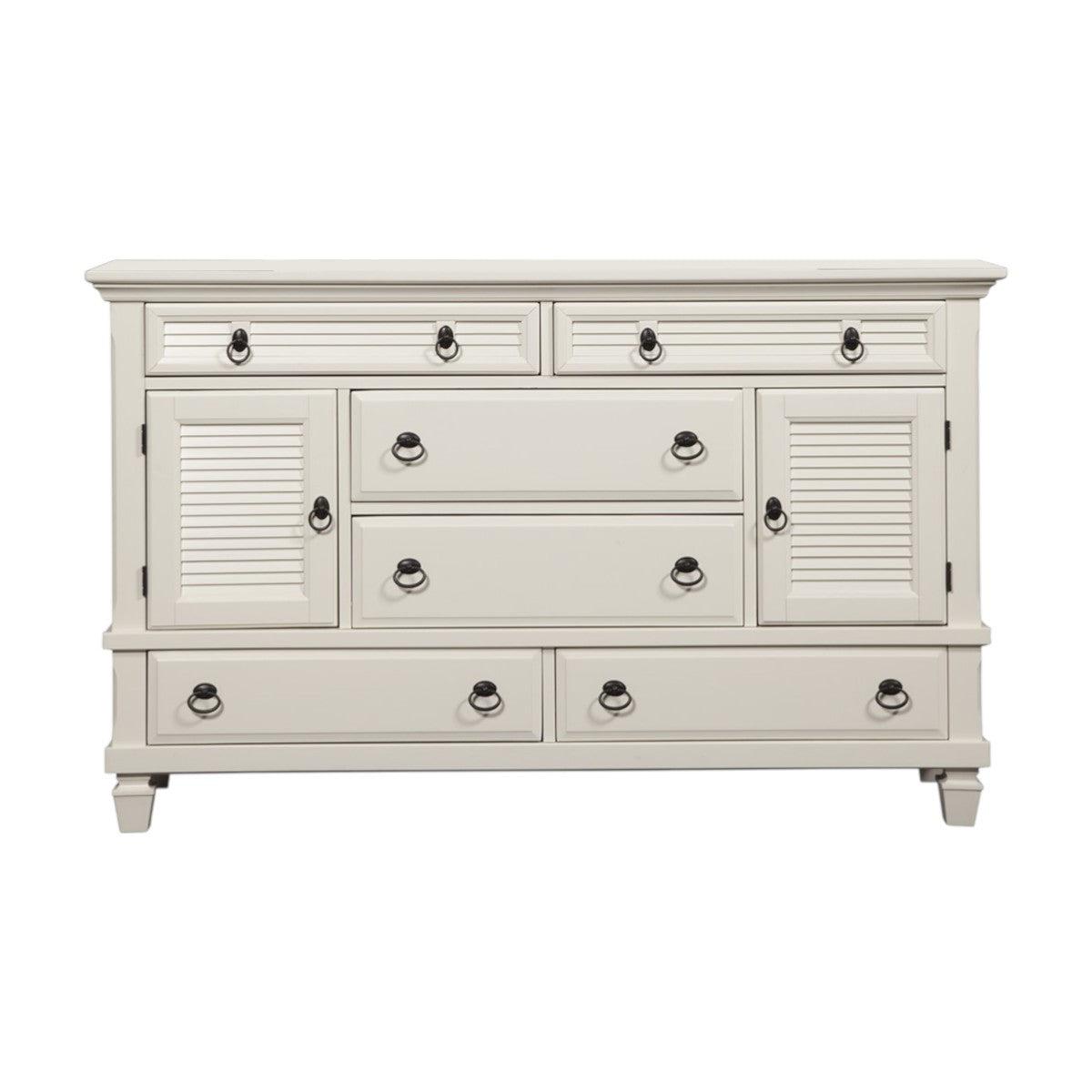 62" White Solid Wood Six Drawer Double Dresser