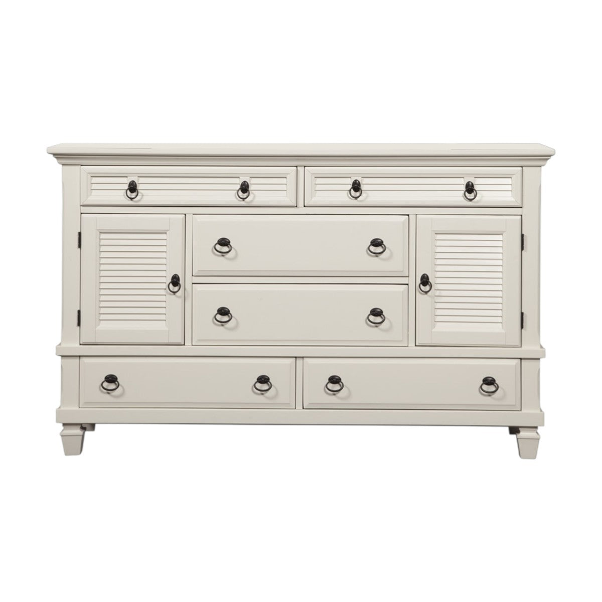 62" White Solid Wood Six Drawer Double Dresser