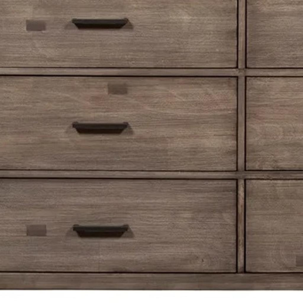 60" Gray Solid Wood Six Drawer Double Dresser