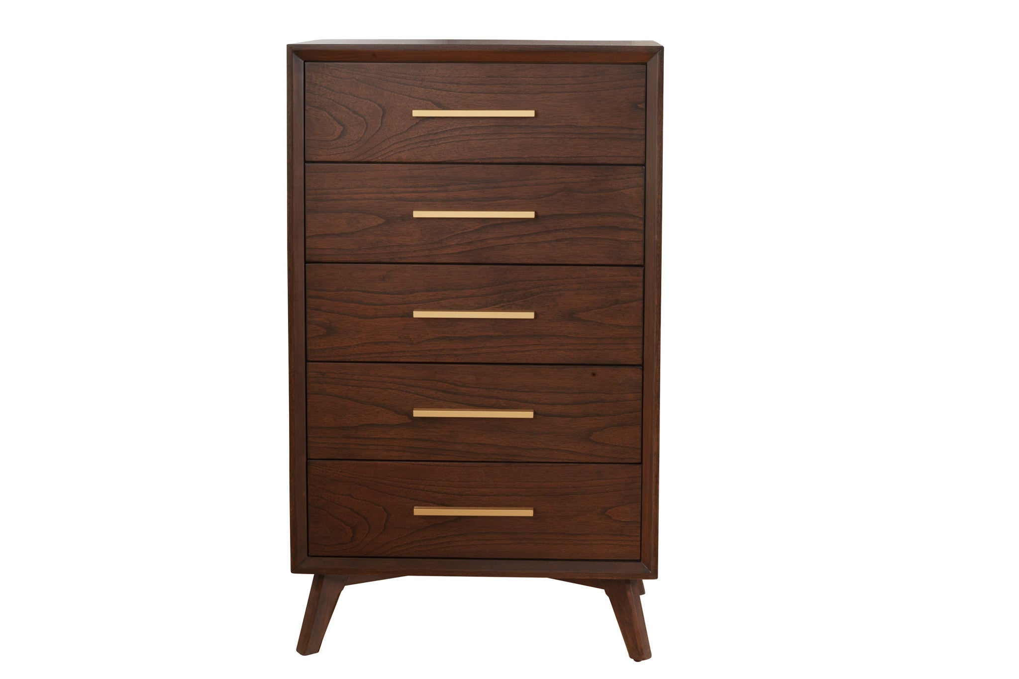 28" Walnut Solid Wood Five Drawer Chest