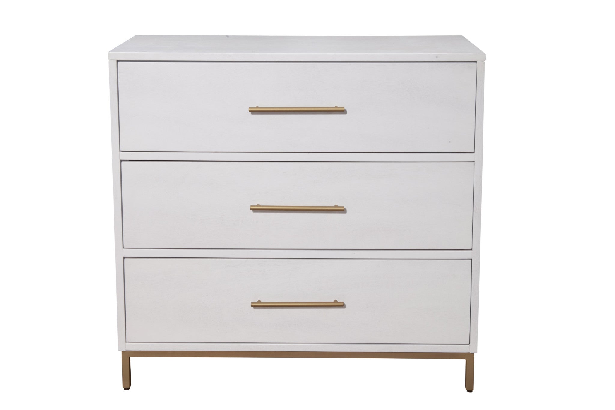 36" White Solid Wood Three Drawer Chest