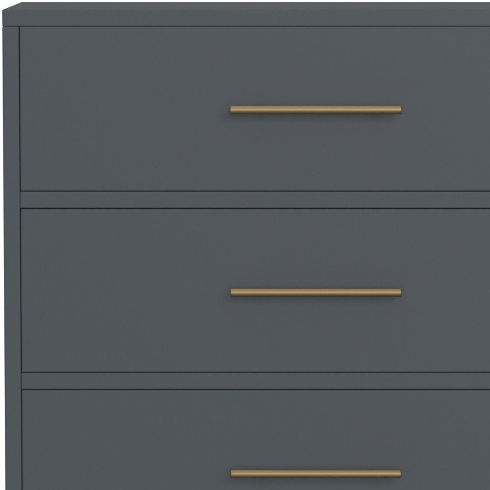 33" Gray Solid Wood Five Drawer Dresser