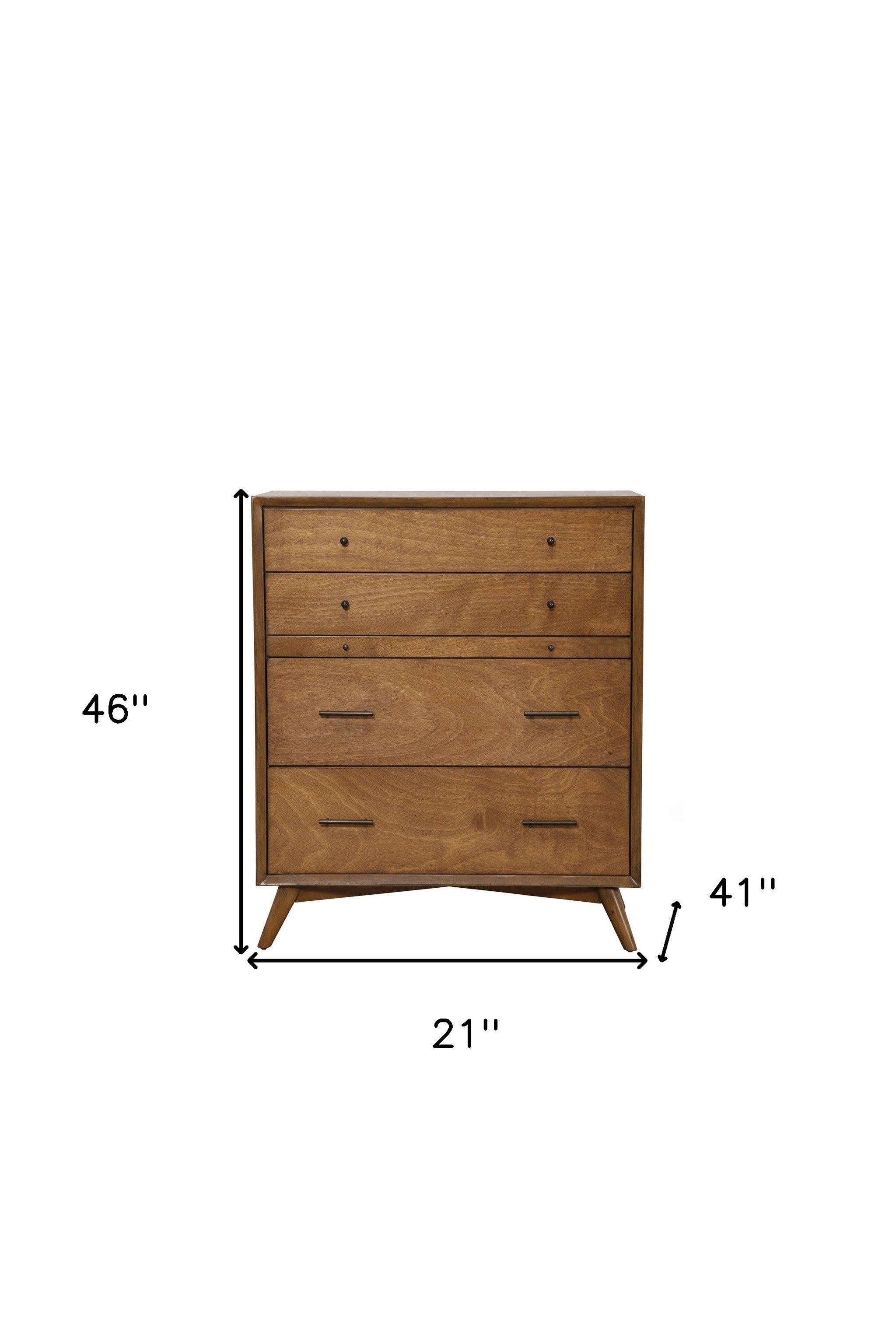 38" Brown Solid Wood Four Drawer Chest