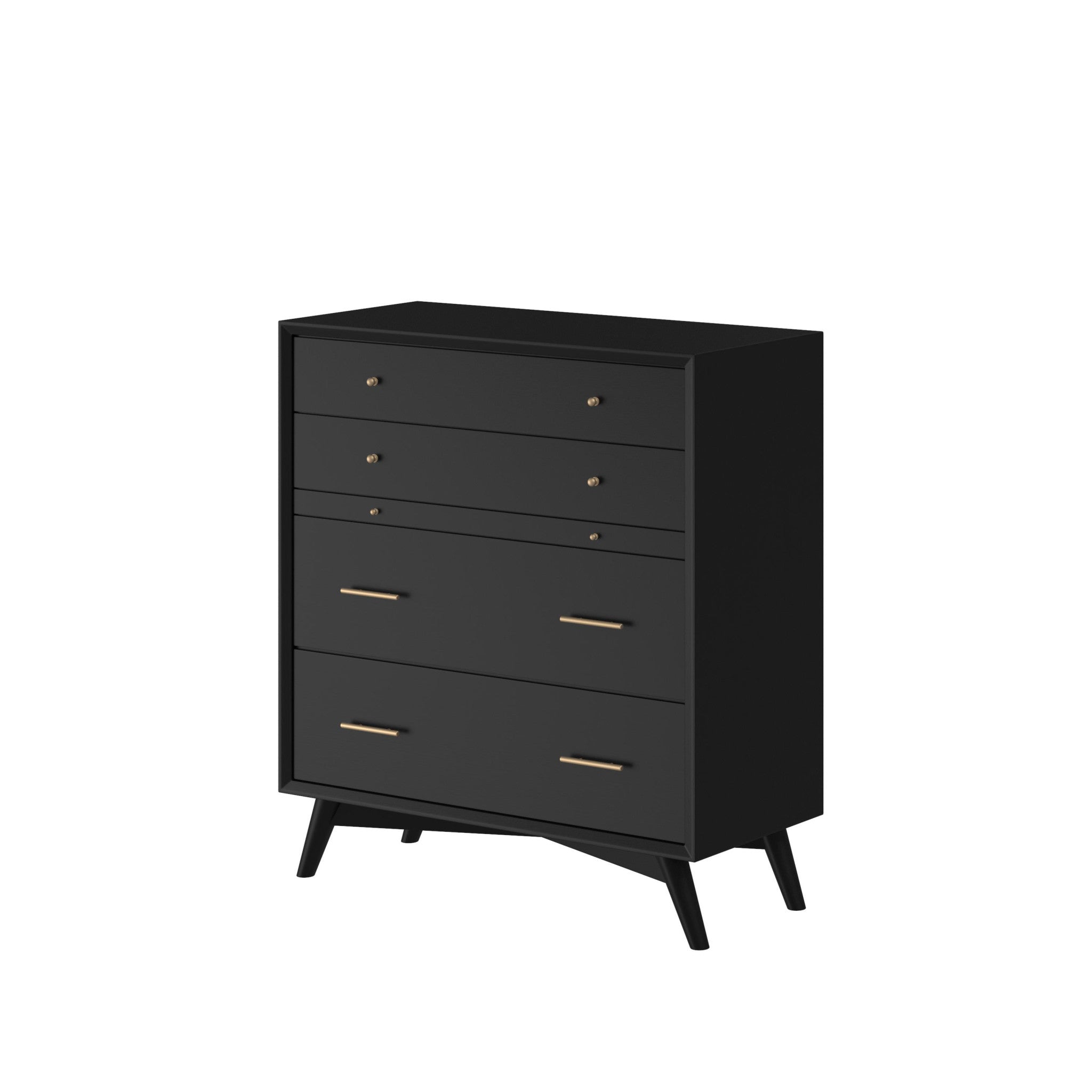 38" Black Solid Wood Four Drawer Chest
