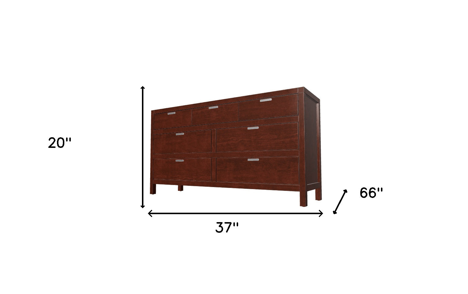 63" Brown Solid Wood Seven Drawer Double Dresser