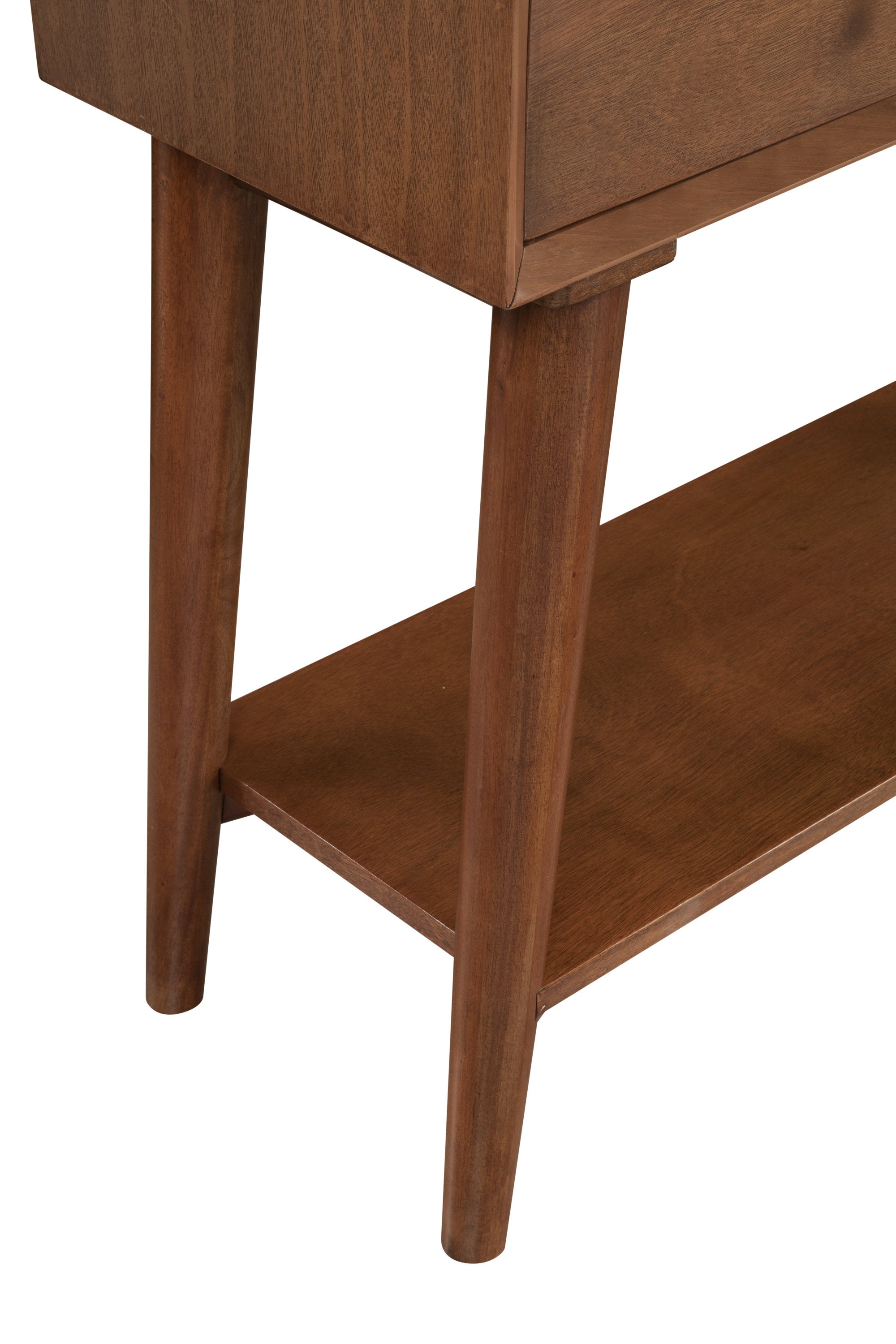 42" Brown Solid and Manufactured Wood Floor Shelf Console Table With Storage With Storage