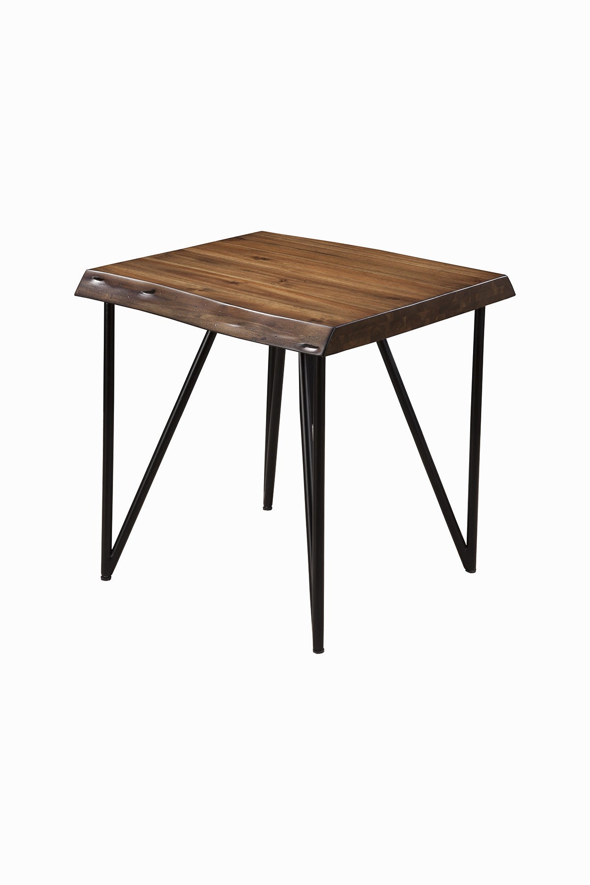 24" Black And Wood Brown Solid Wood End Table