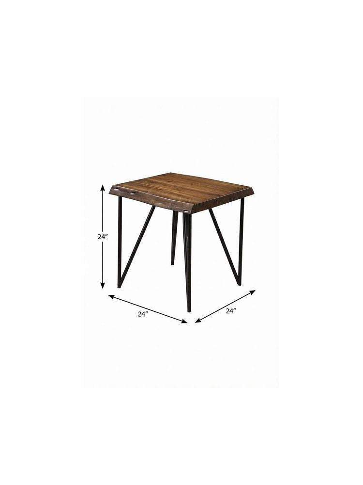 24" Black And Wood Brown Solid Wood End Table