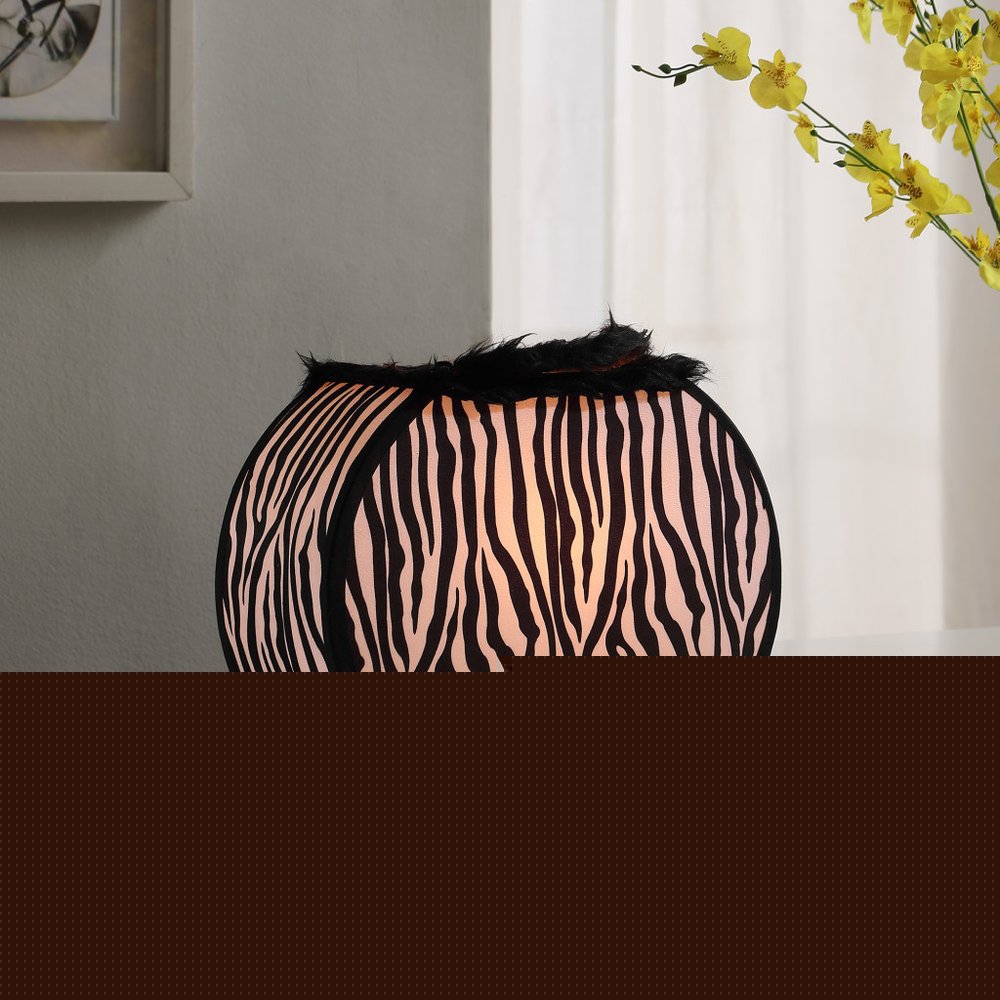 12" Black And White Funky Zebra Pattern Novelty Table Lamp