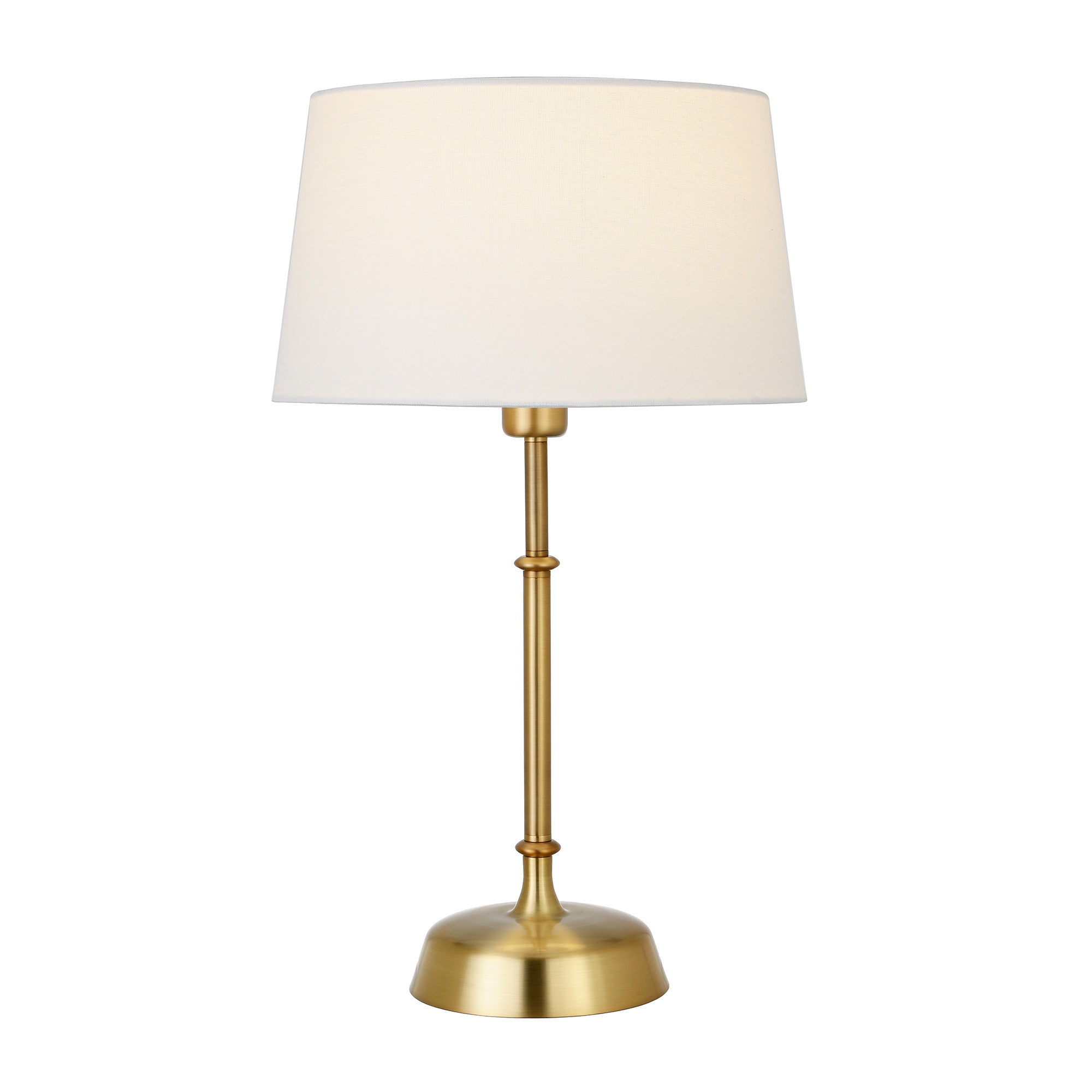24" Gold Metal Table Lamp With White Drum Shade