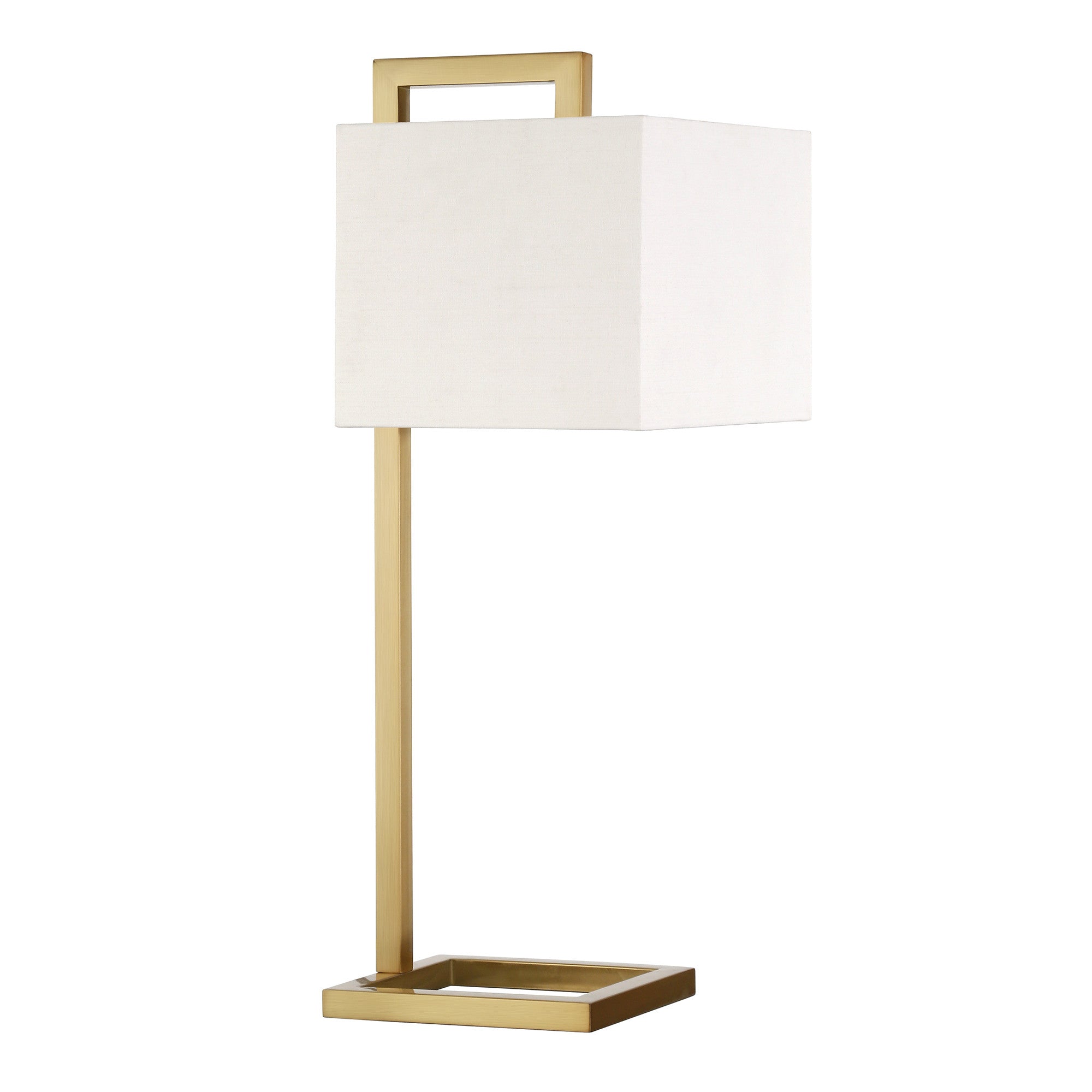 26" Gold Metal Arched Table Lamp With White Square Shade