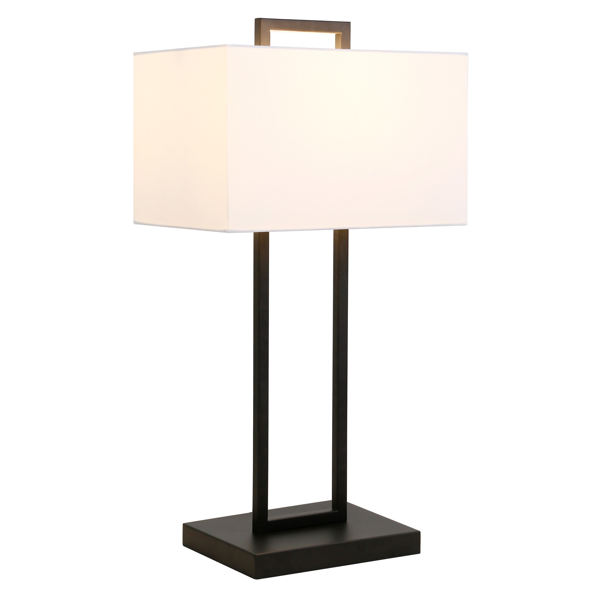 28" Black Metal Table Lamp With White Shade