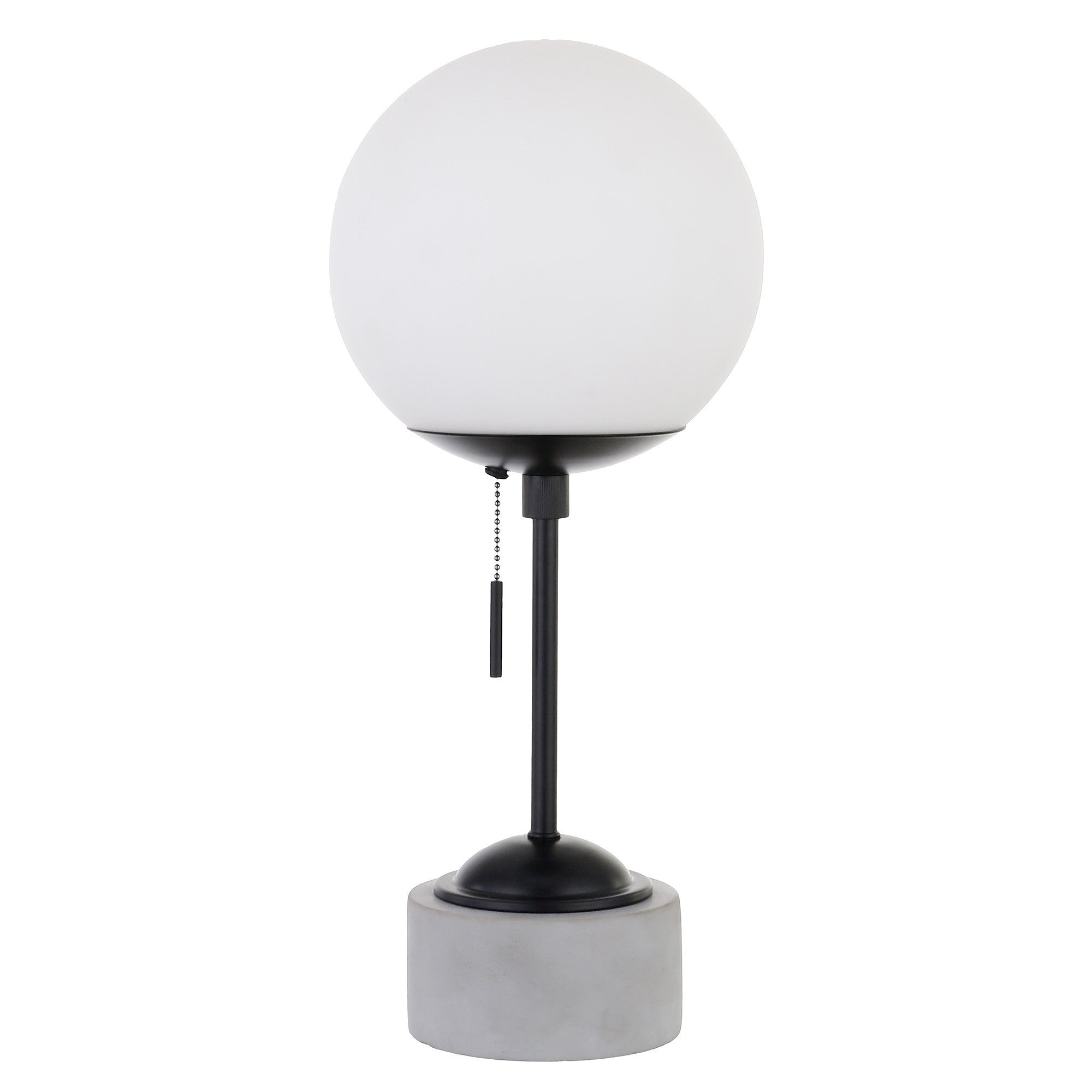 18" Gray and Black Concrete Globe Table Lamp With White Globe Shade