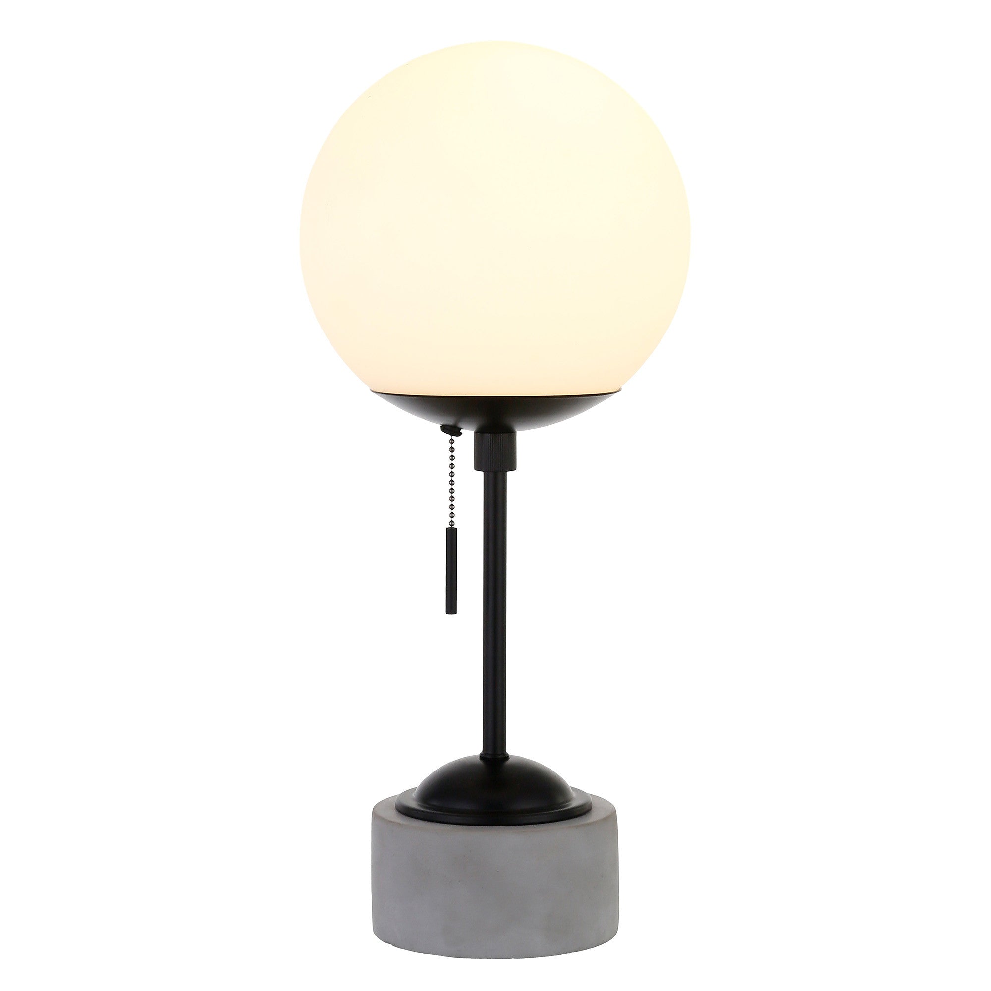 18" Gray and Black Concrete Globe Table Lamp With White Globe Shade