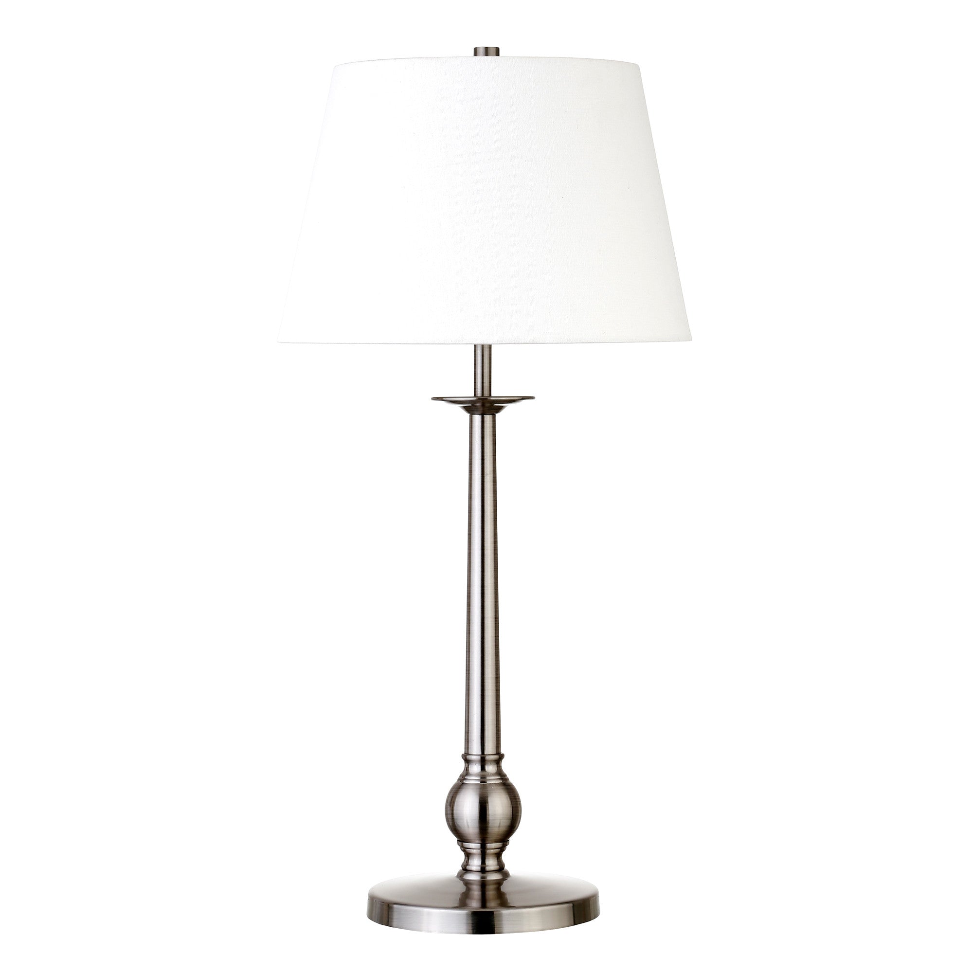 28" Nickel Metal Buffet Lamp With White Empire Shade