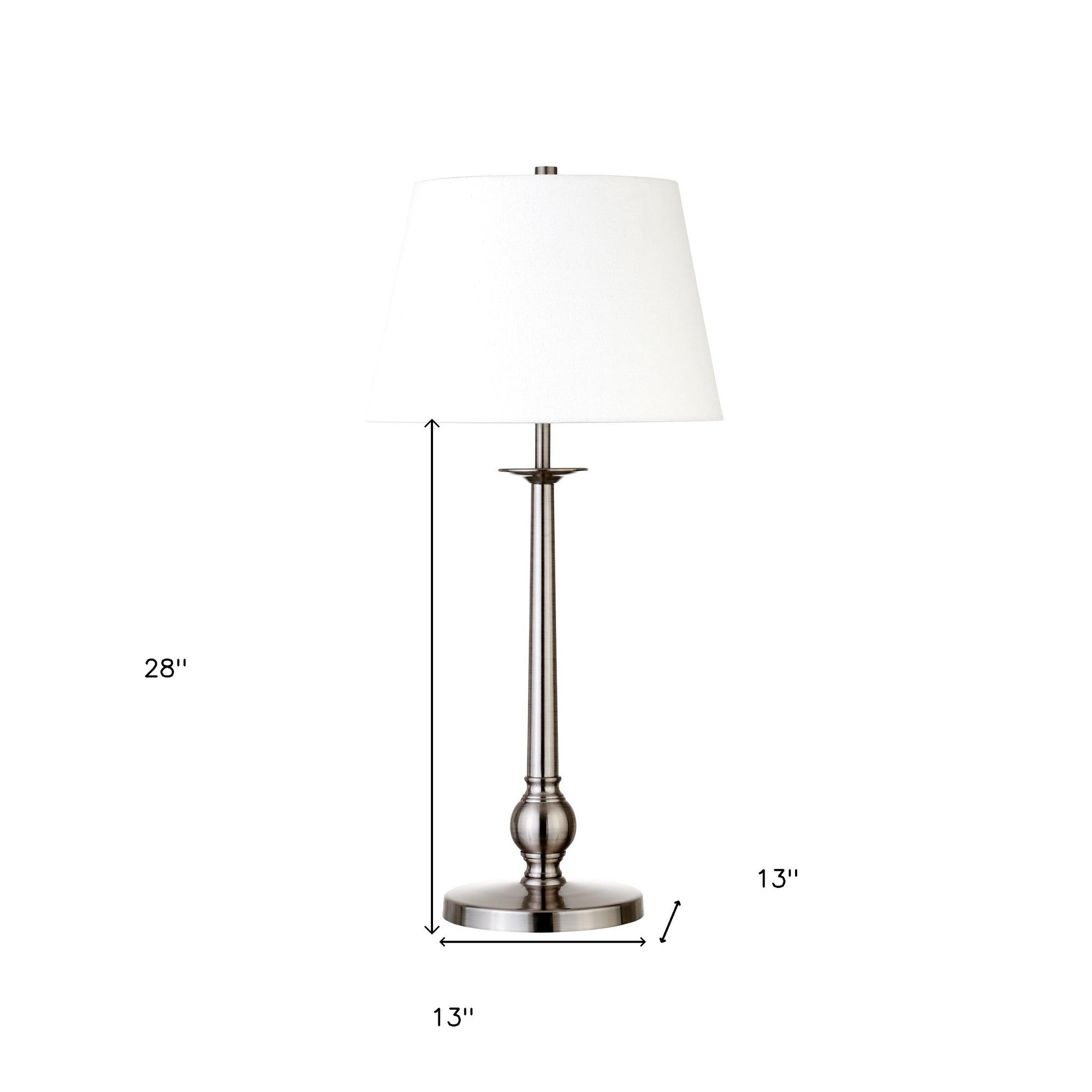 28" Nickel Metal Buffet Lamp With White Empire Shade