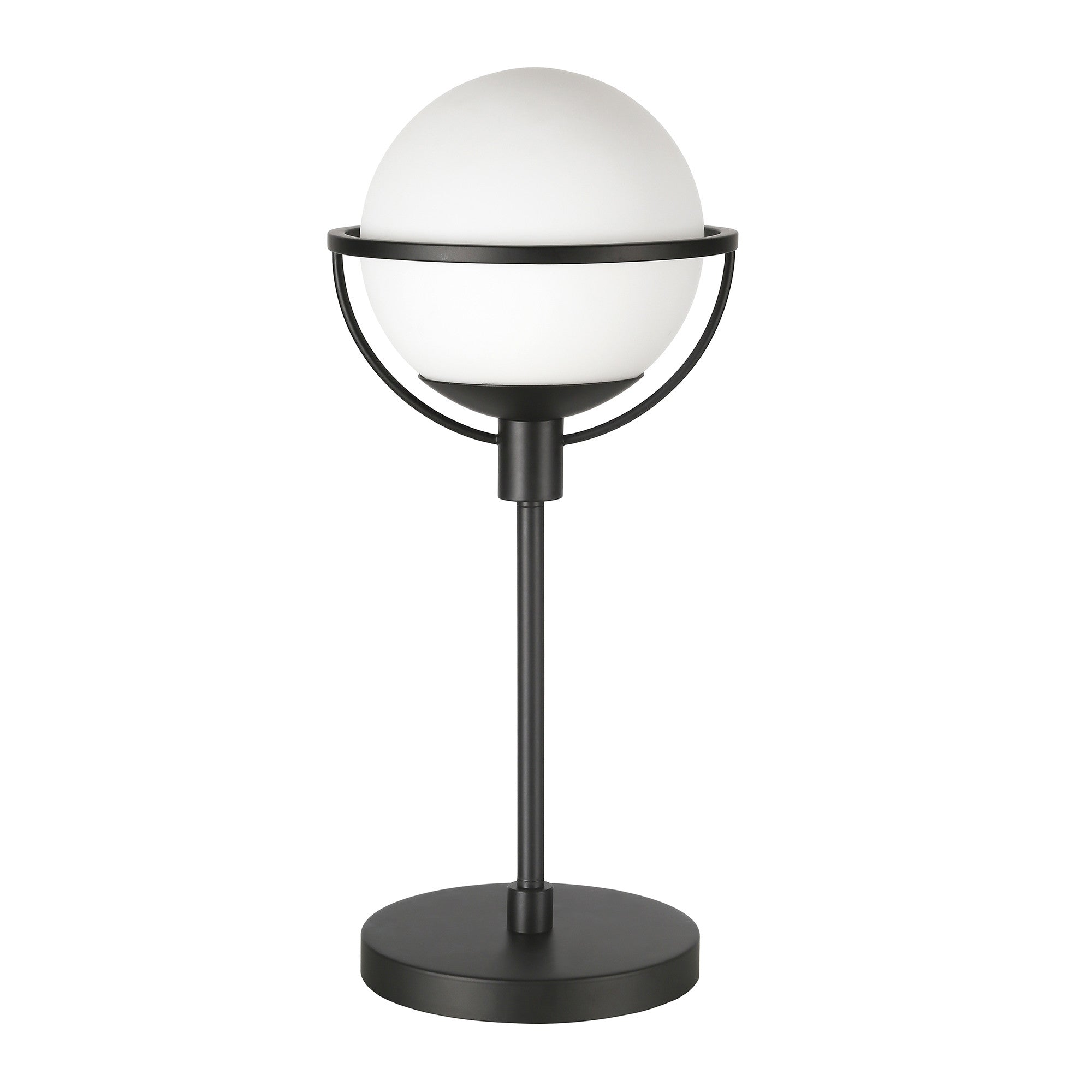 21" Black Metal Globe Table Lamp With Clear Globe Shade