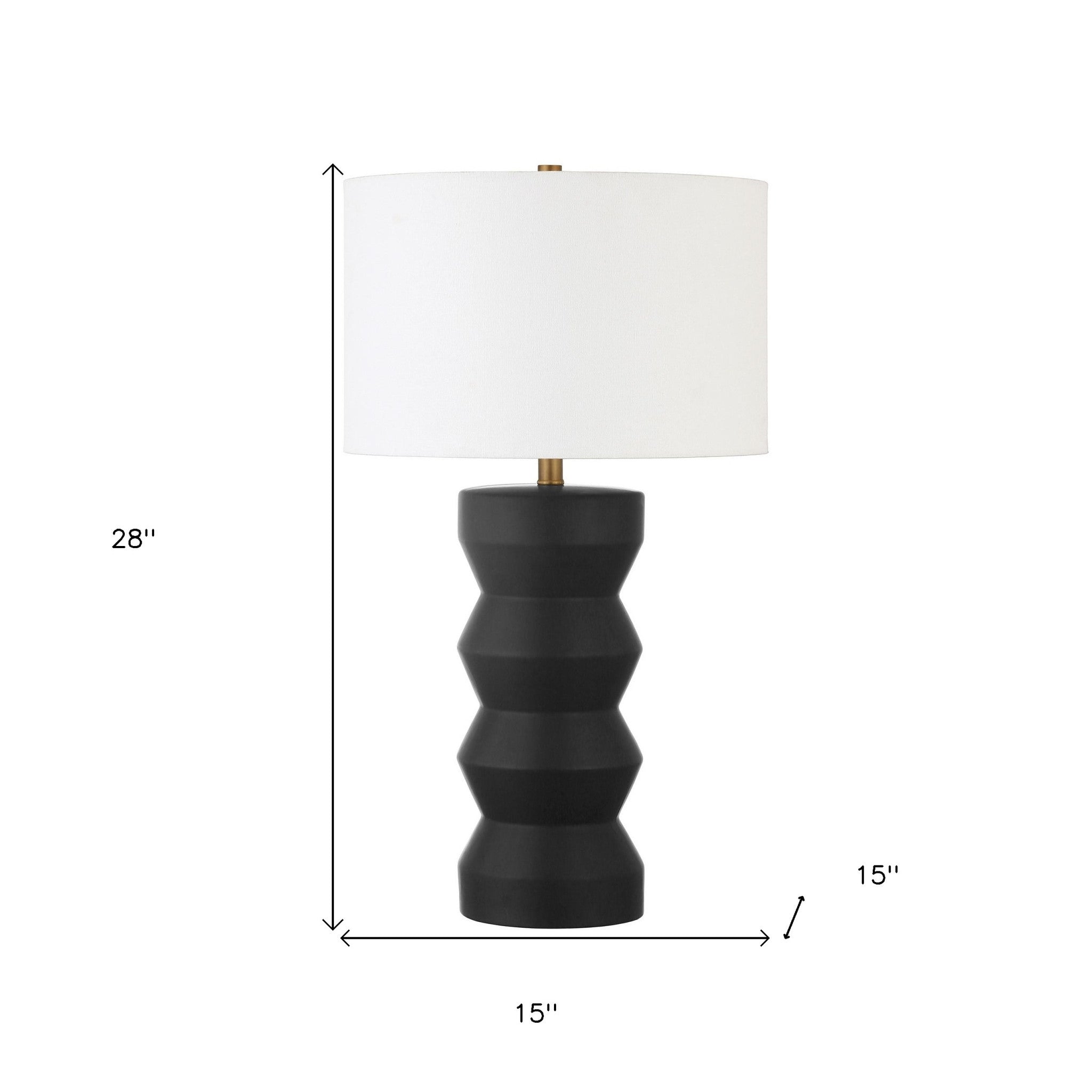 28" Black Ceramic Table Lamp With White Drum Shade