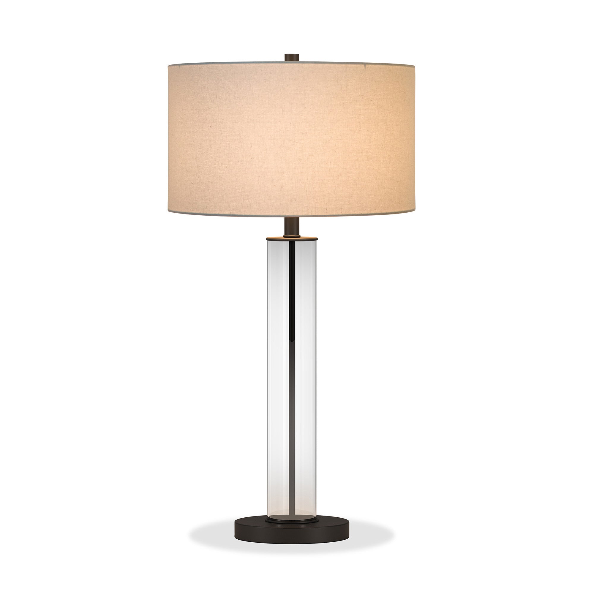 29" Black Glass Table Lamp With White Drum Shade