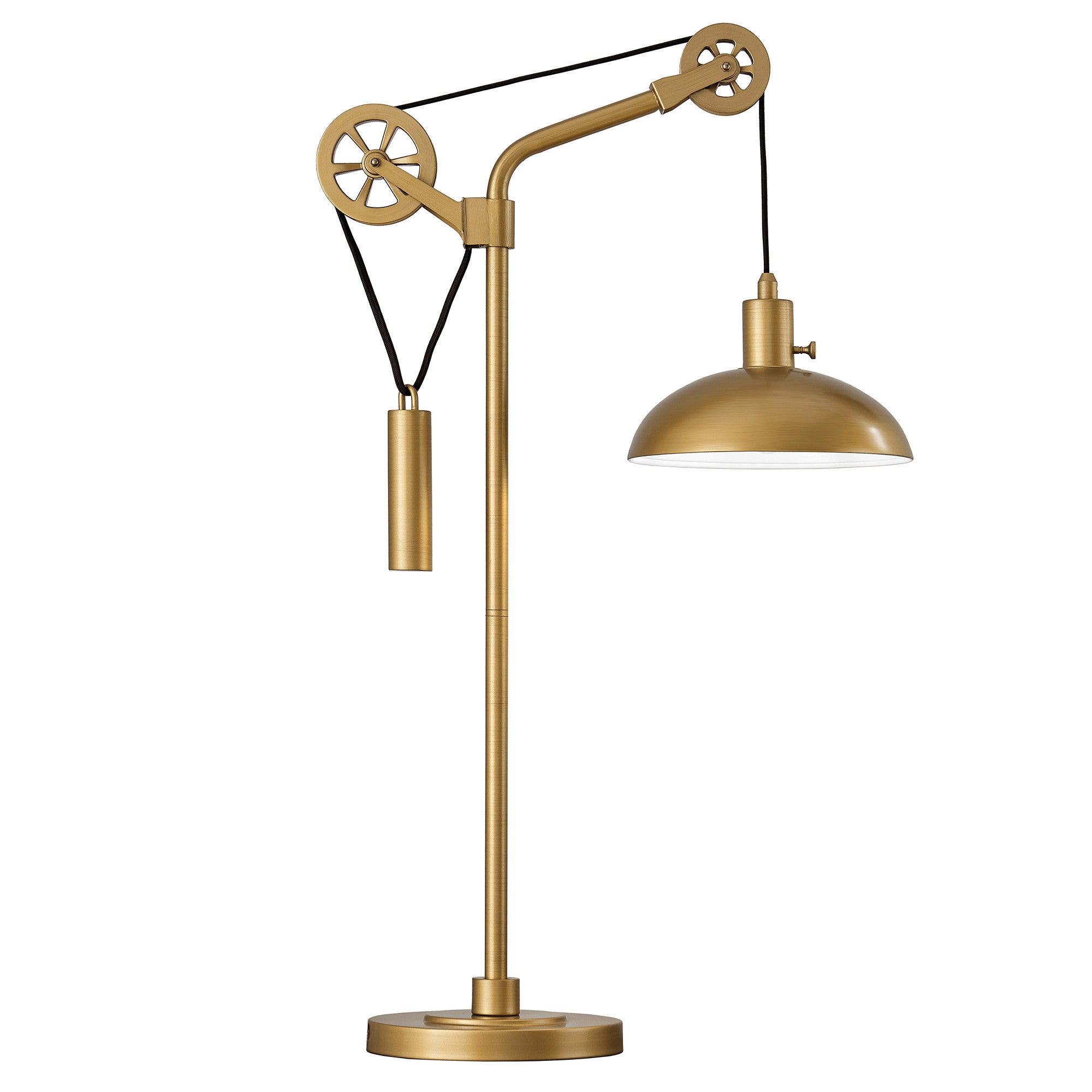 34" Brass Metal Adjustable Novelty Desk Table Lamp With Brass Dome Shade