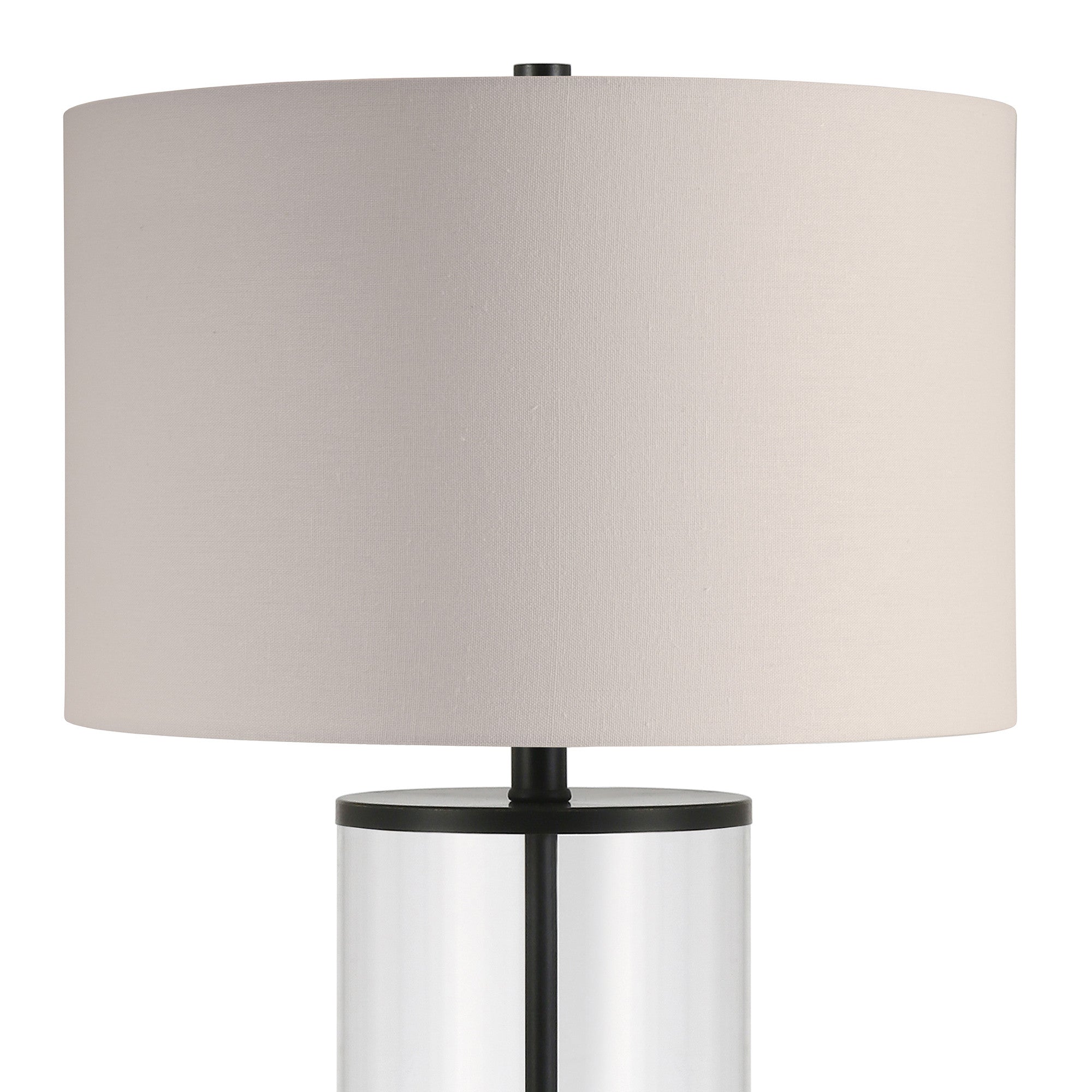 28" Black Glass Table Lamp With White Drum Shade