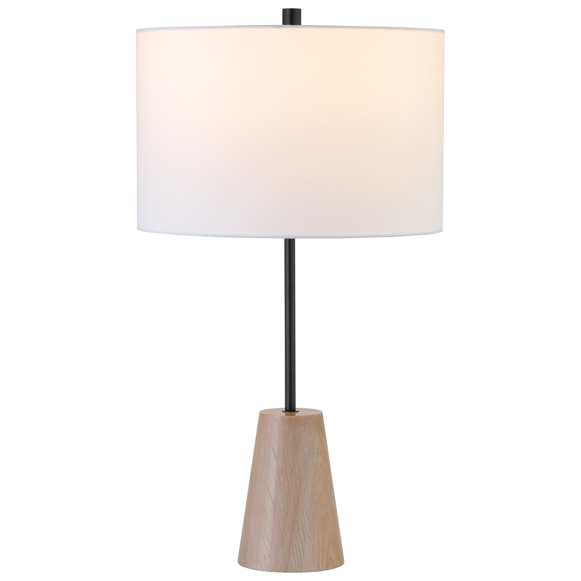 26" Brown and Black Metal Table Lamp With White Drum Shade
