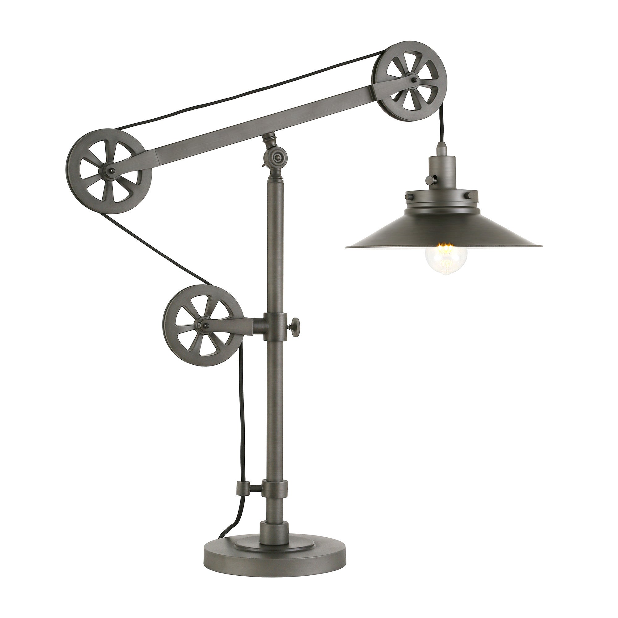 29" Gray Metal Desk Table Lamp With Gray Cone Shade
